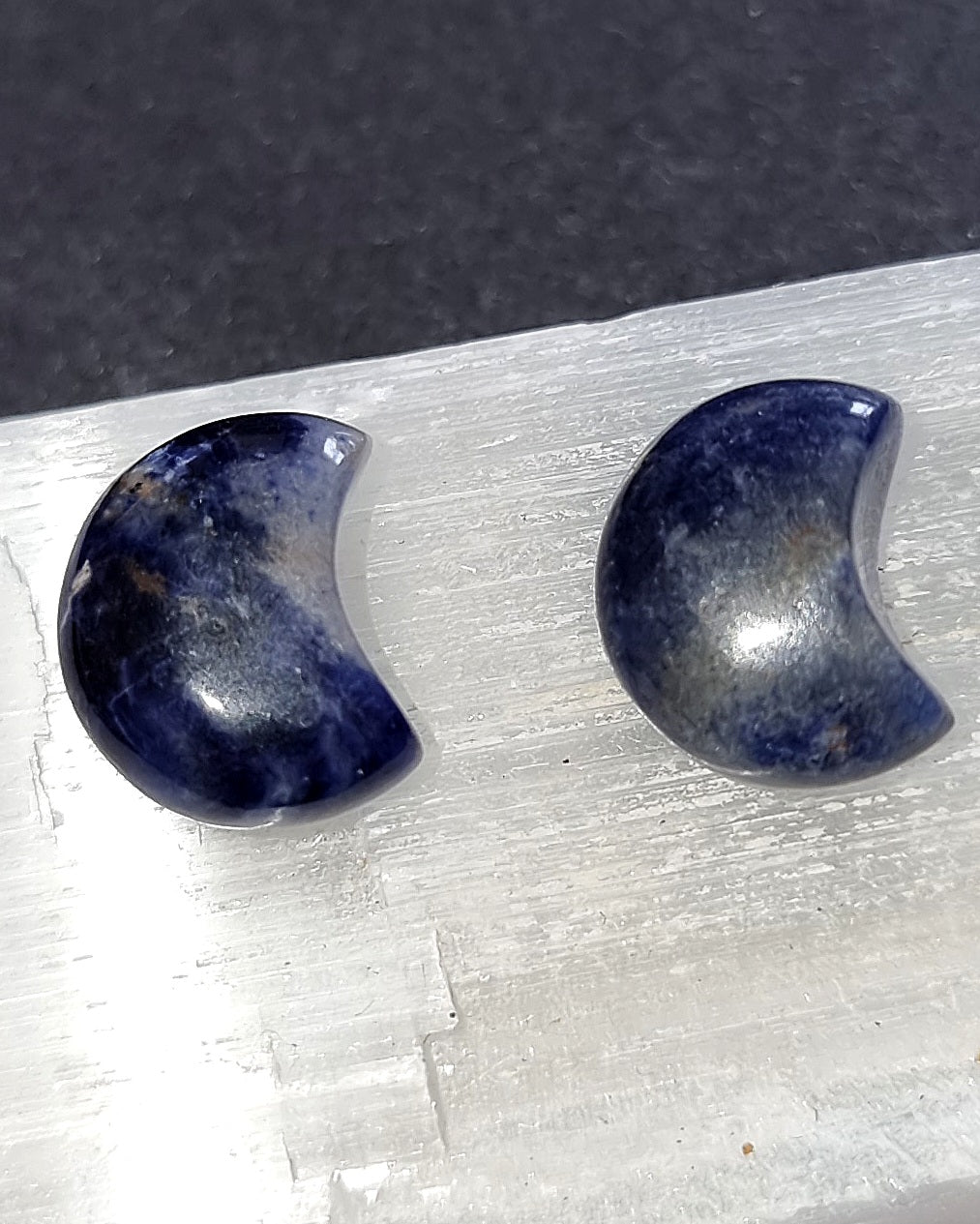 Sodalite Crystal Mini Moon - Carved Stone for Communication, Throat Chakra & Self Expression