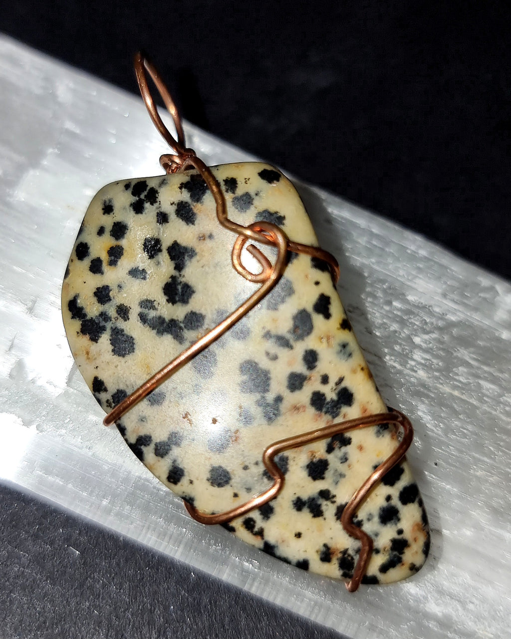 Dalmatian Jasper Wire Wrapped Pendant - Joy & Playfulness Crystal Jewellery