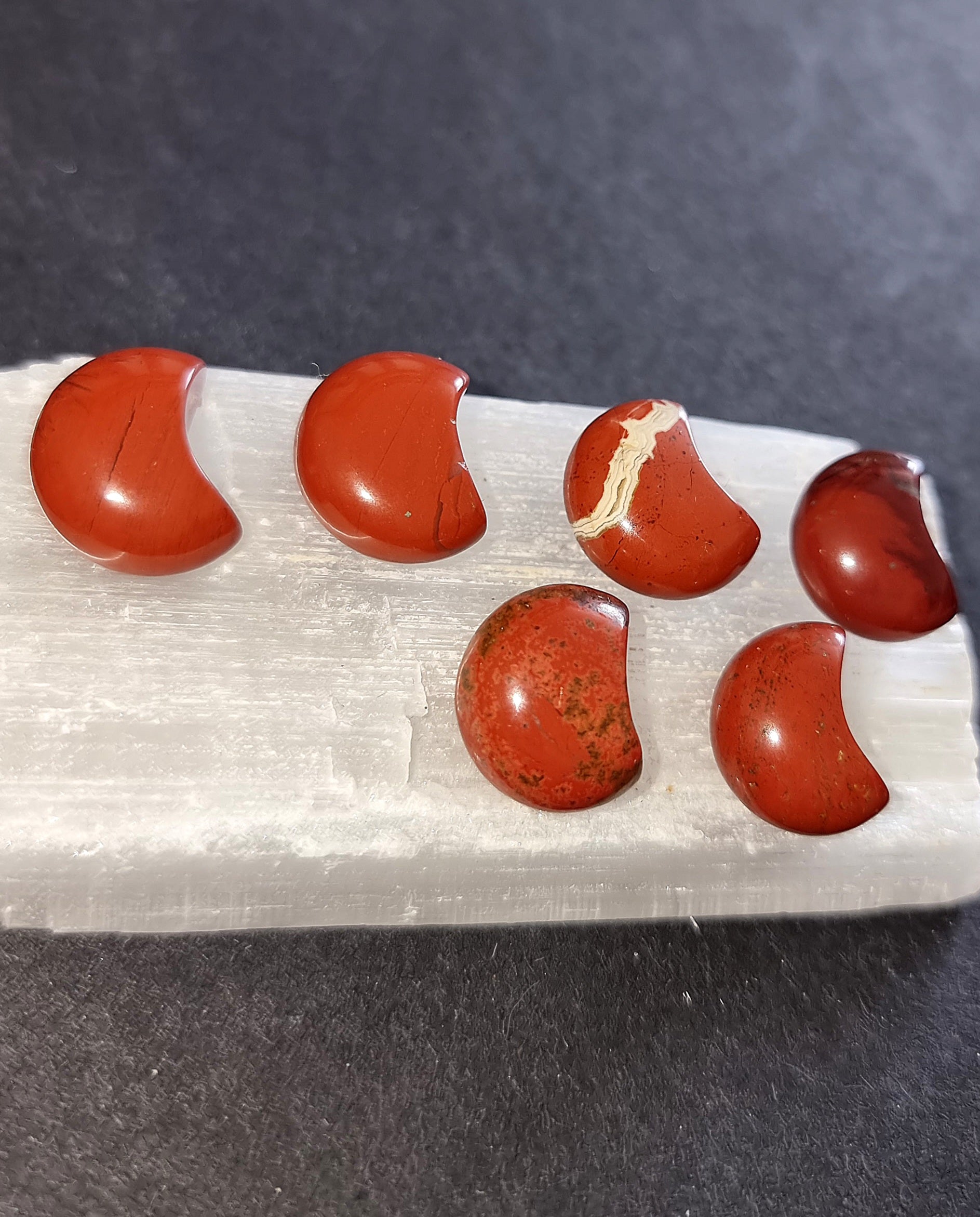 Red Jasper Crystal Mini Moon - Carved Stone for Grounding, Root Chakra & Inner Strength