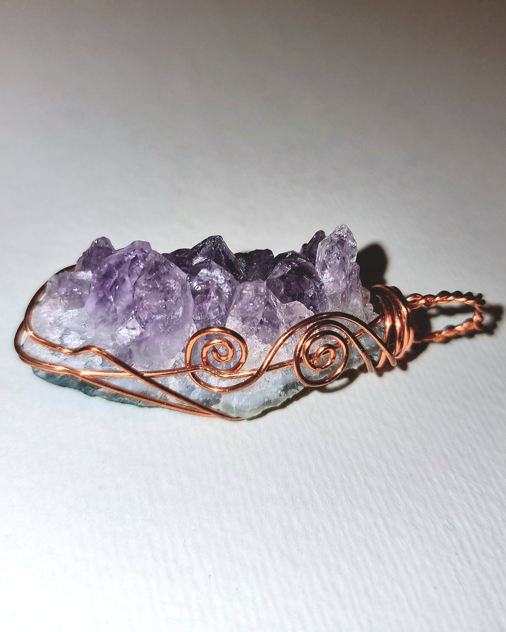 Amethyst Cluster Necklace, Wire Wrapped Amethyst Pendant