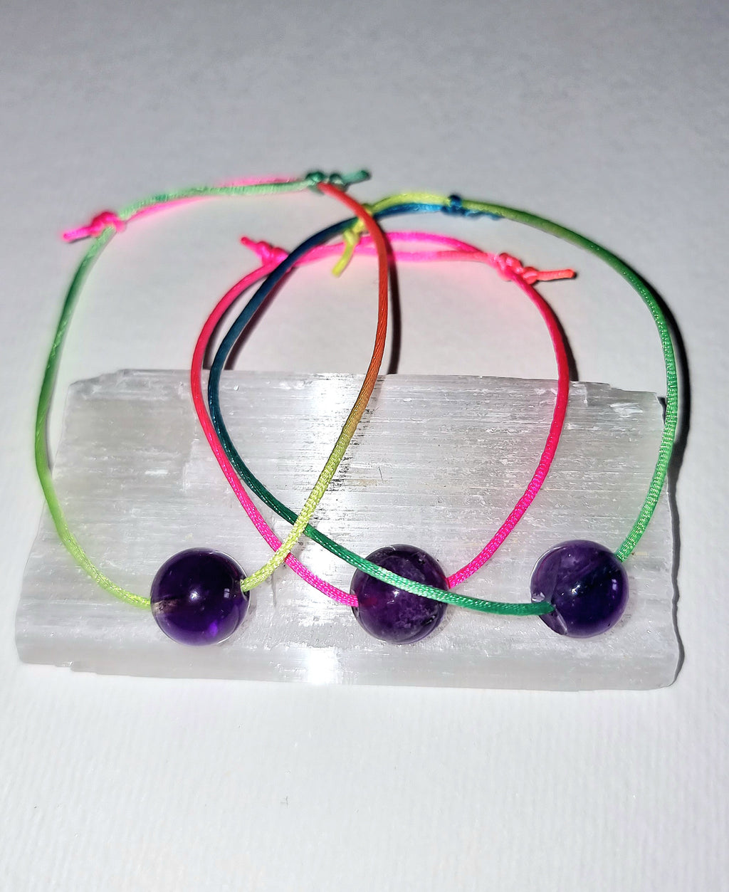 Amethyst Adjustable Rainbow Bracelet - Sleep, Grief & Third Eye Chakra