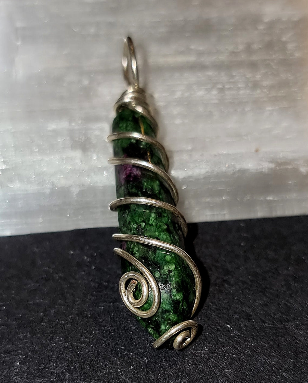 Ruby in Zoisite Wire Wrapped Pendant - Emotional Healing Crystal Jewellery