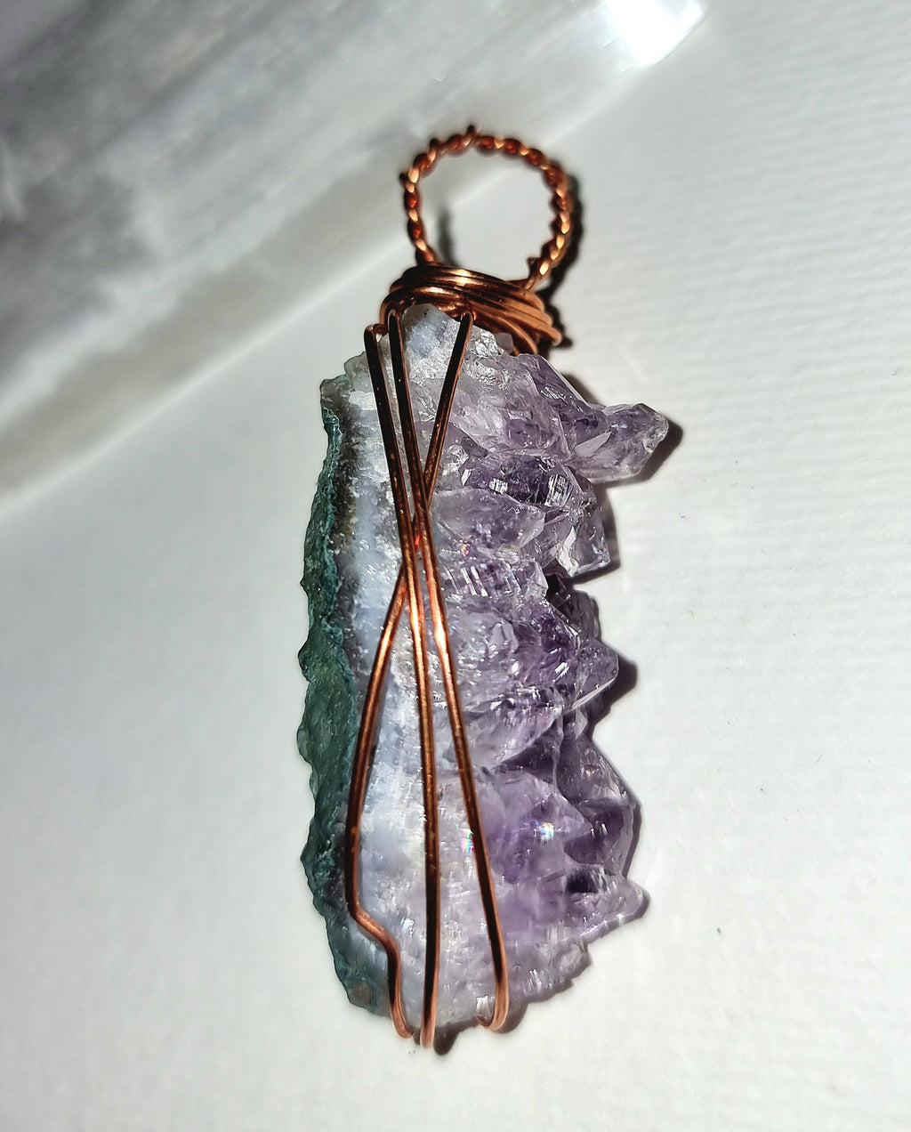 Amethyst Cluster Necklace, Wire Wrapped Amethyst Pendant