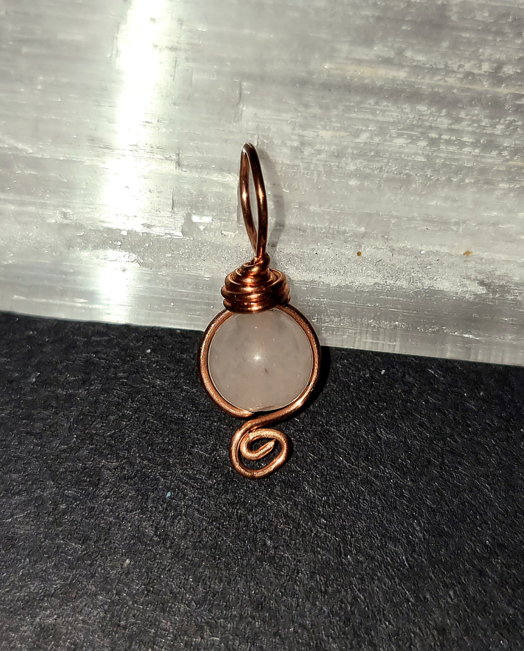 Rose Quartz Pendant - Copper Wire Wrapped Necklace for Love & Heart Healing