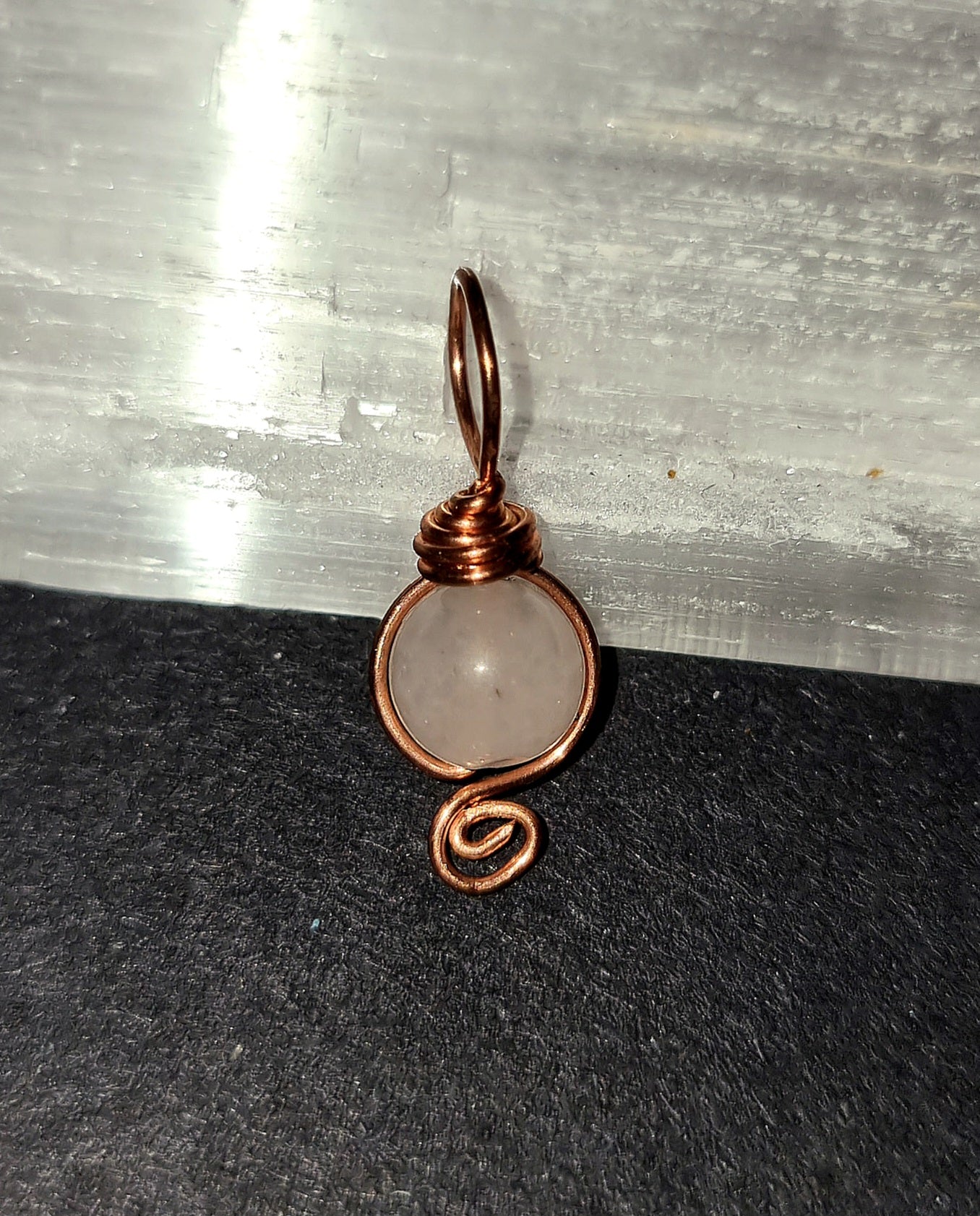 Rose Quartz Pendant - Copper Wire Wrapped Necklace for Love & Heart Healing
