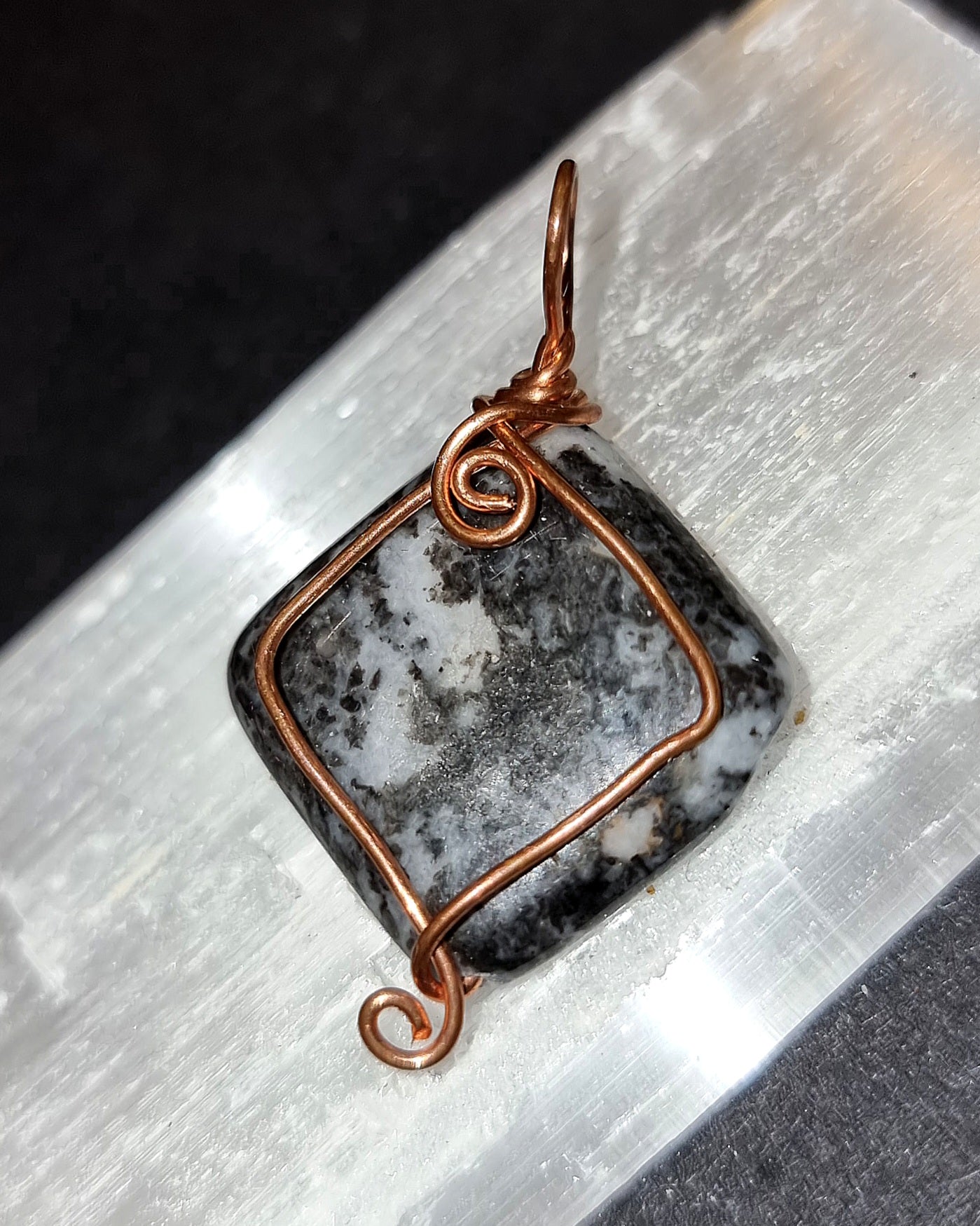 Zebra Jasper Pendant - Wire Wrapped Crystal Necklace for Balance & Grounding