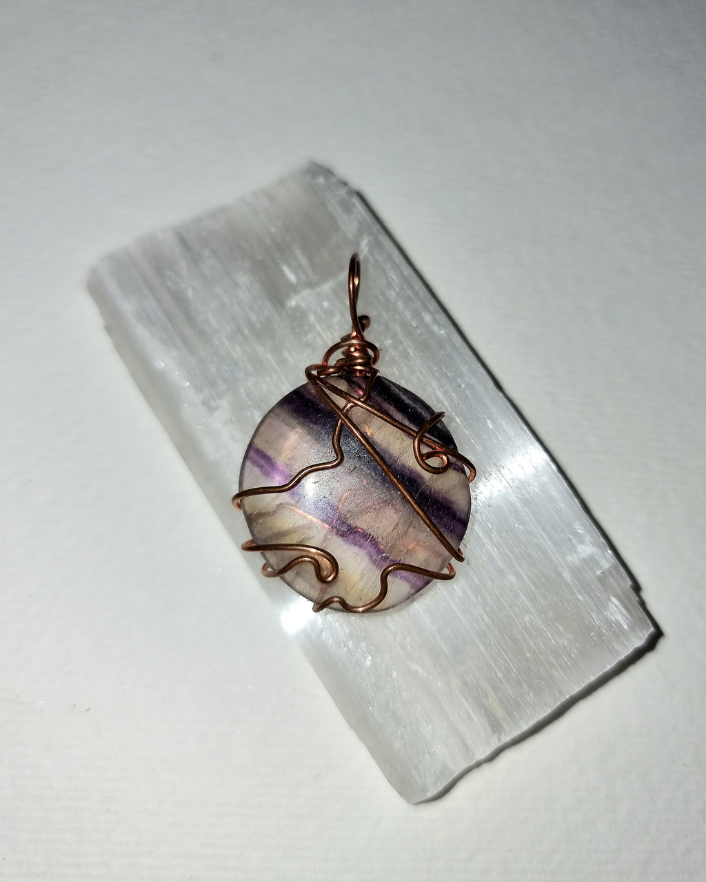 Rainbow Fluorite Wire Wrapped Crystal Pendant