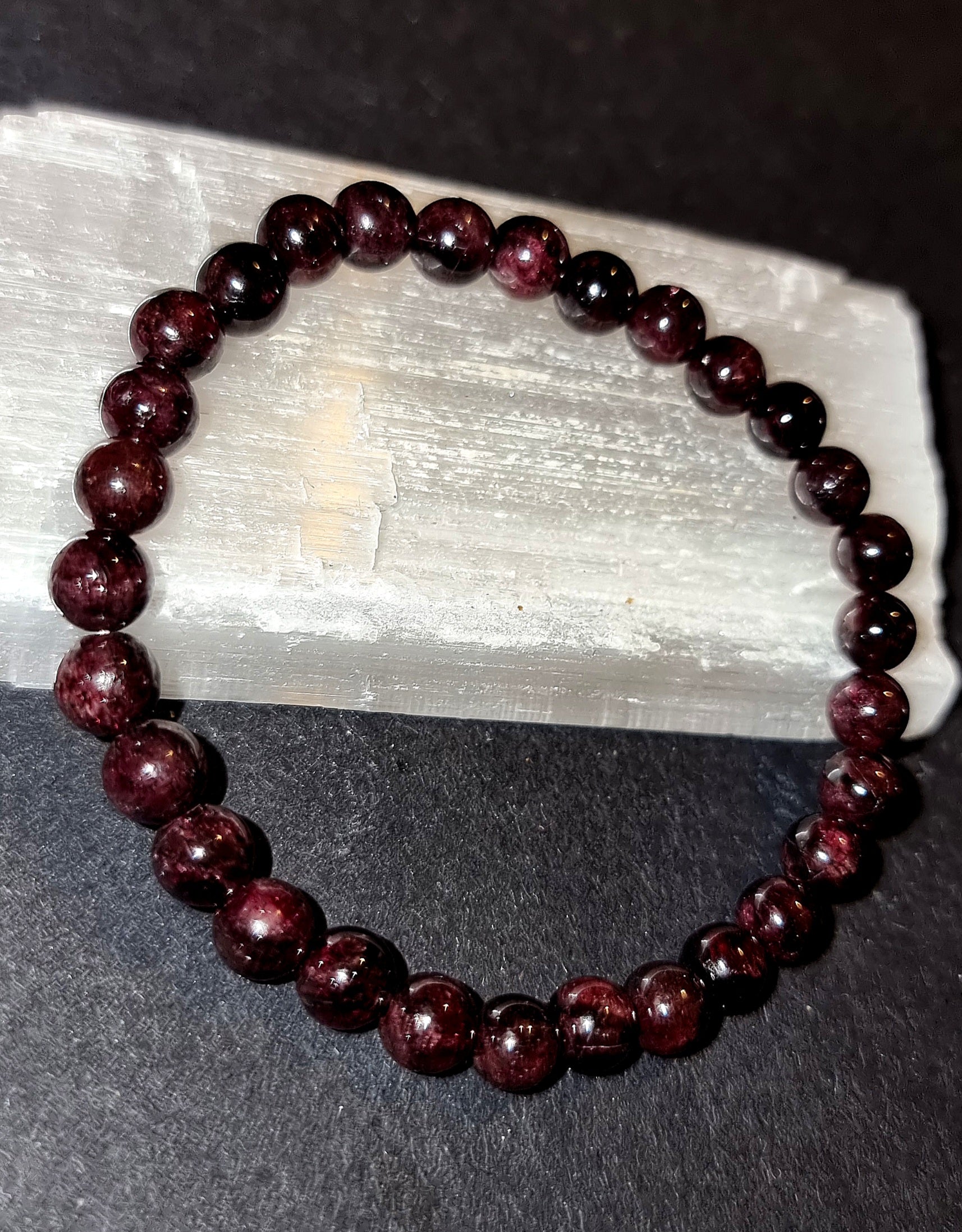 Garnet Bracelet - 6mm Crystal Beads for Strength, Courage & Immune Support