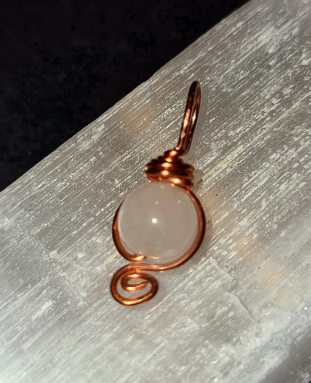 Rose Quartz Pendant - Copper Wire Wrapped Necklace for Love & Heart Healing