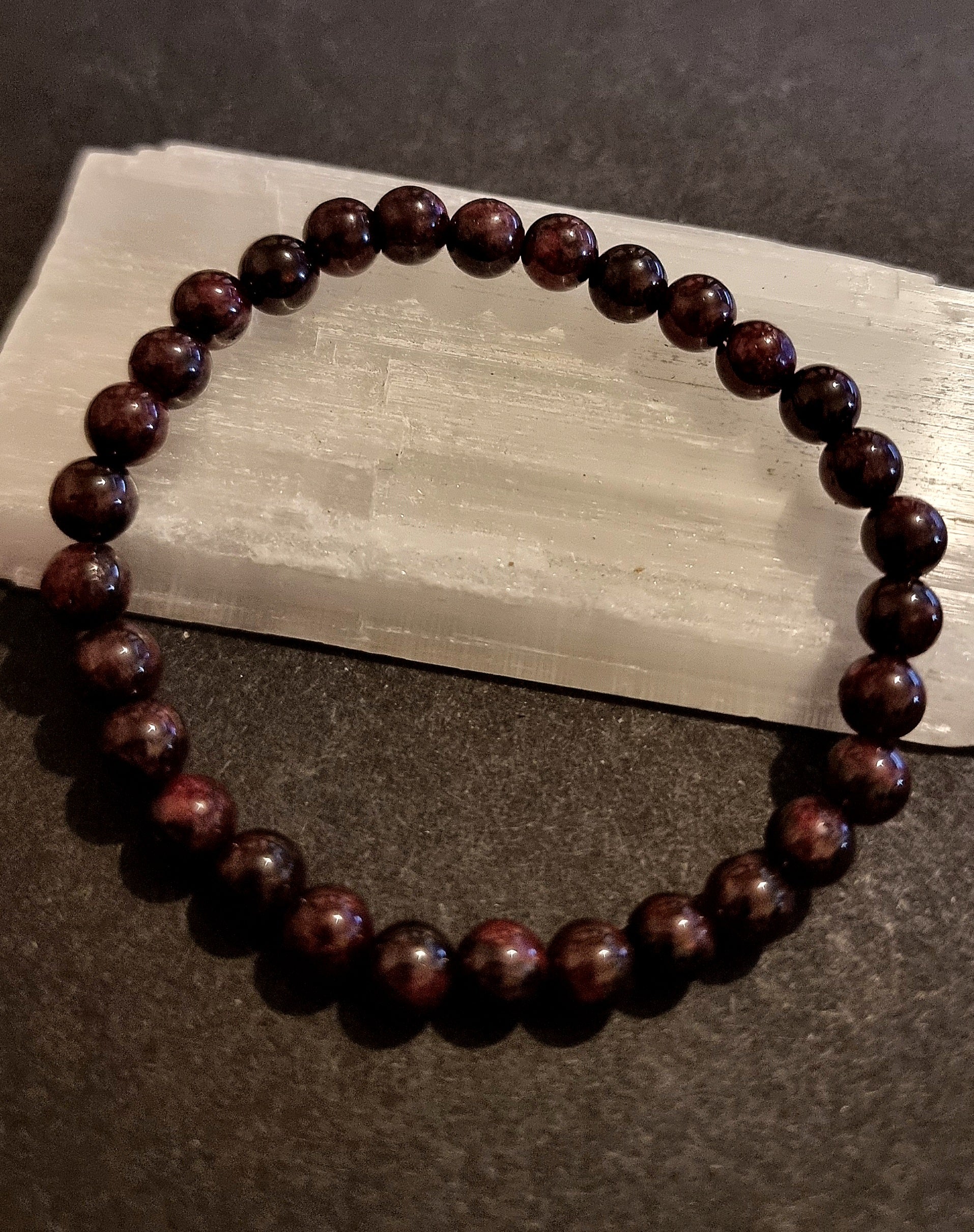 Garnet Bracelet - 6mm Crystal Beads for Strength, Courage & Immune Support
