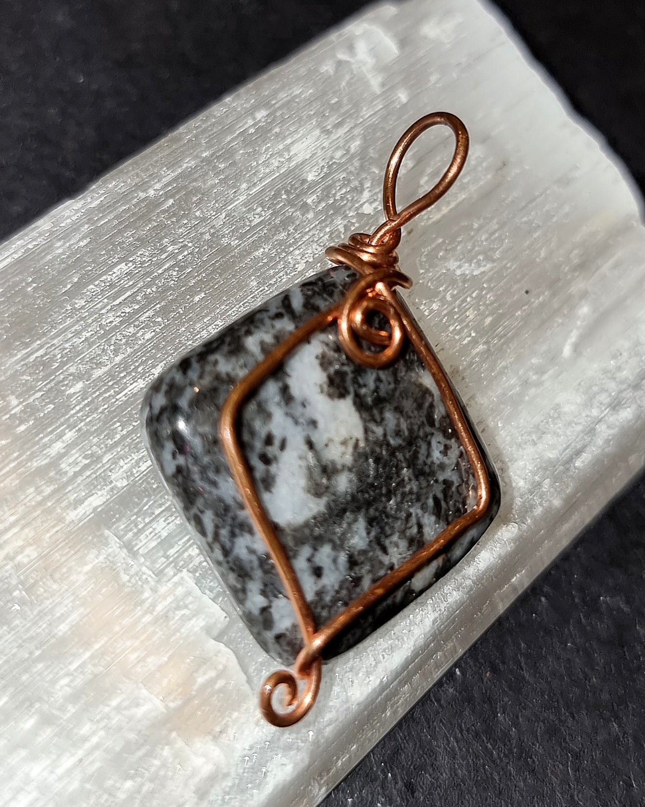 Zebra Jasper Pendant - Wire Wrapped Crystal Necklace for Balance & Grounding