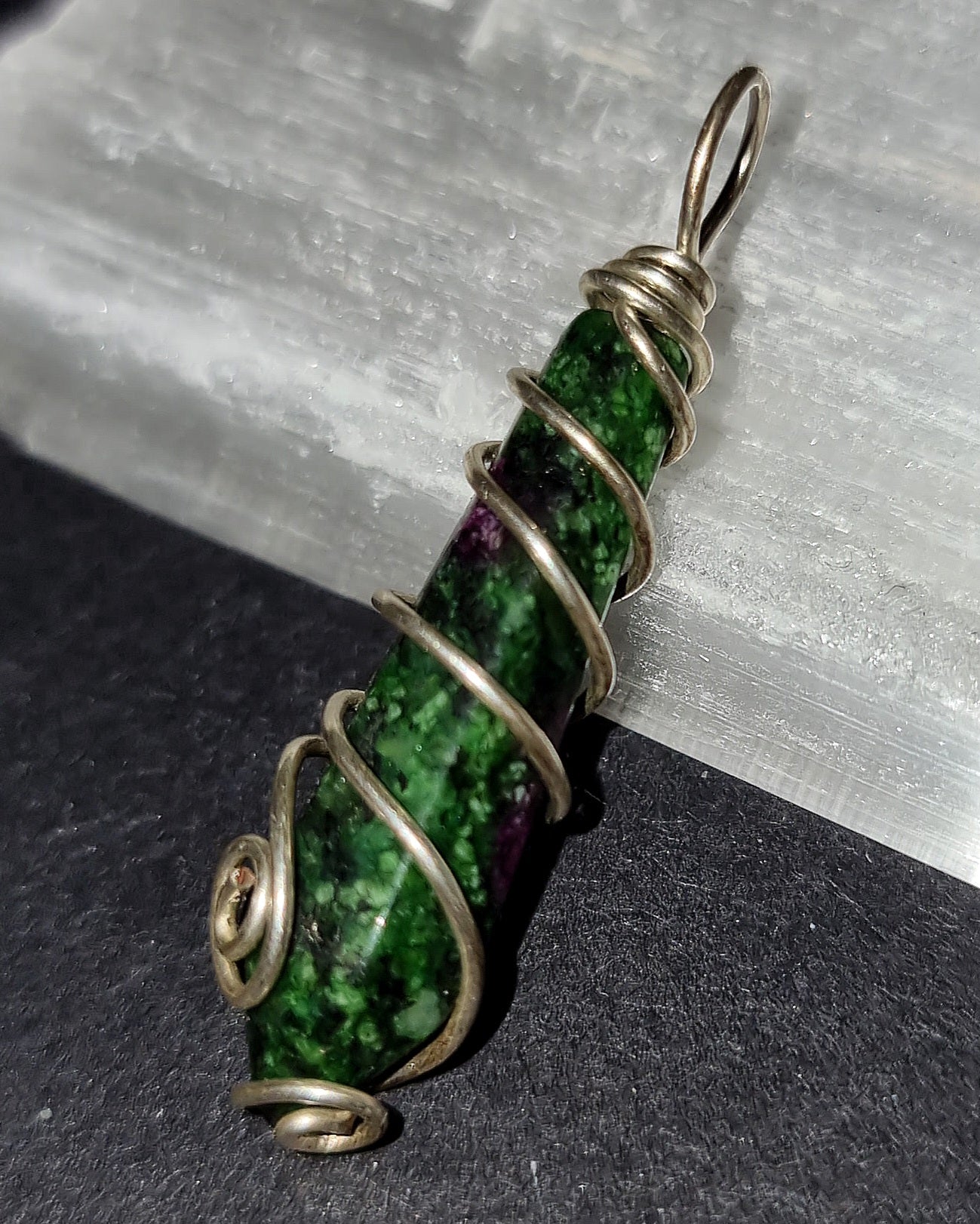 Ruby in Zoisite Wire Wrapped Pendant - Emotional Healing Crystal Jewellery