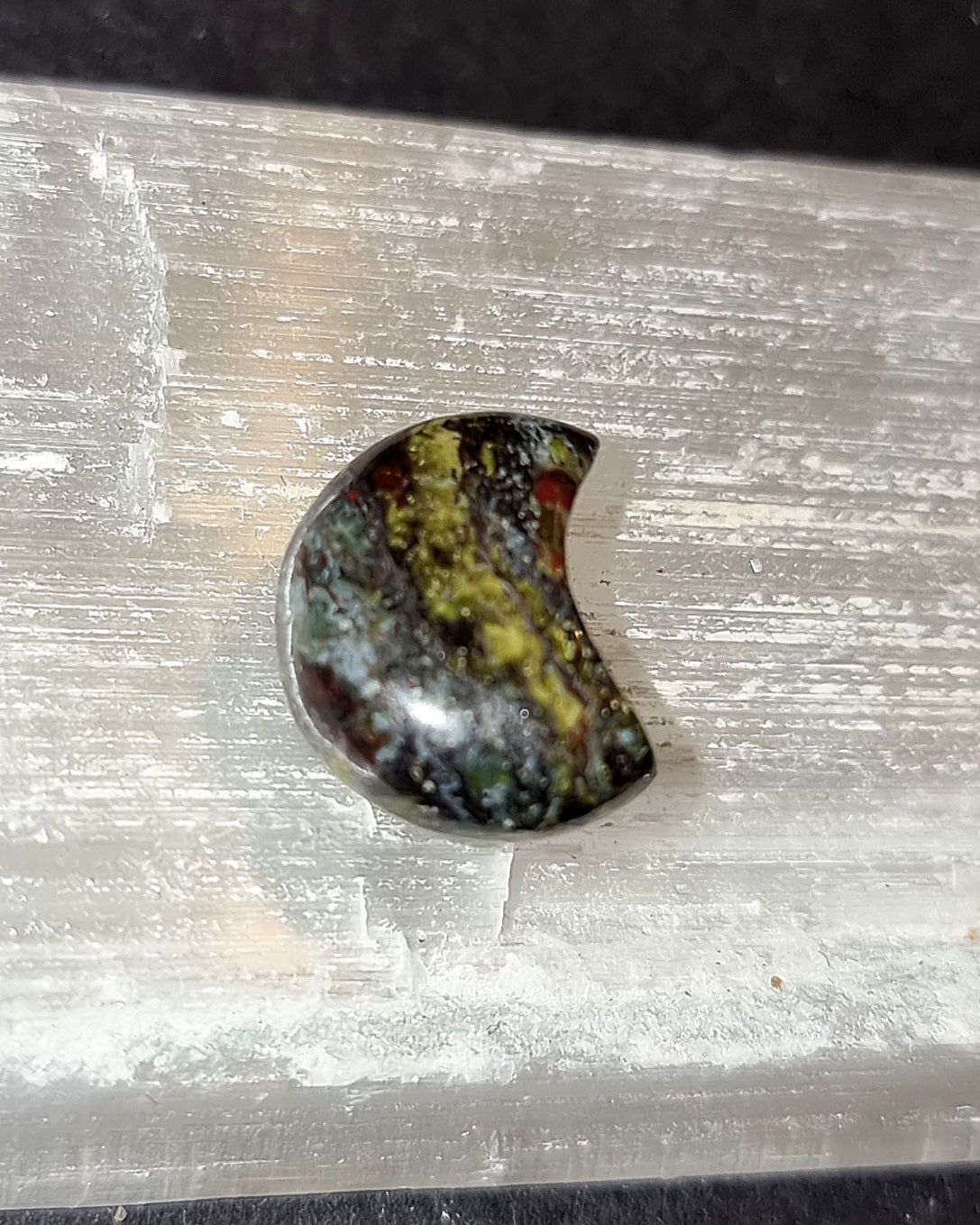 Dragons Blood Crystal Mini Moon - Carved Stone for Spiritual Journey & Connection