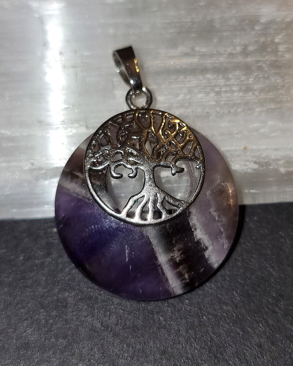 Amethyst Tree of Life Pendant - Wire Wrapped Crystal Necklace for Sleep, Grief & Third Eye Chakra