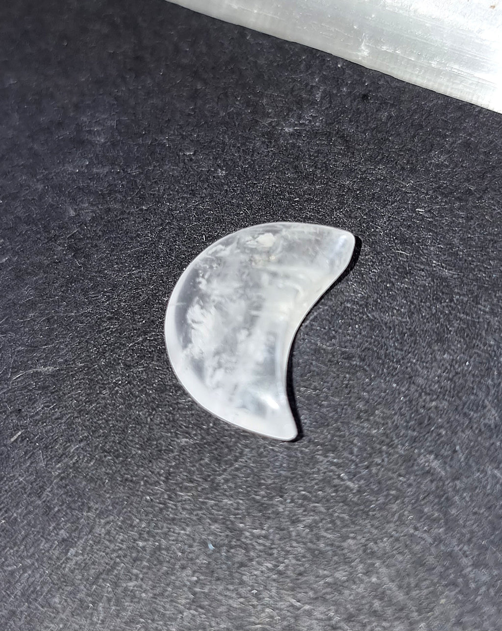 Clear Quartz Crystal Mini Moon - Carved Stone for Healing, Clarity & Amplification