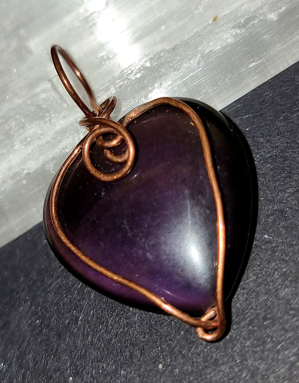 Purple Rainbow Obsidian Heart Pendant - Love & Protection Crystal Jewellery