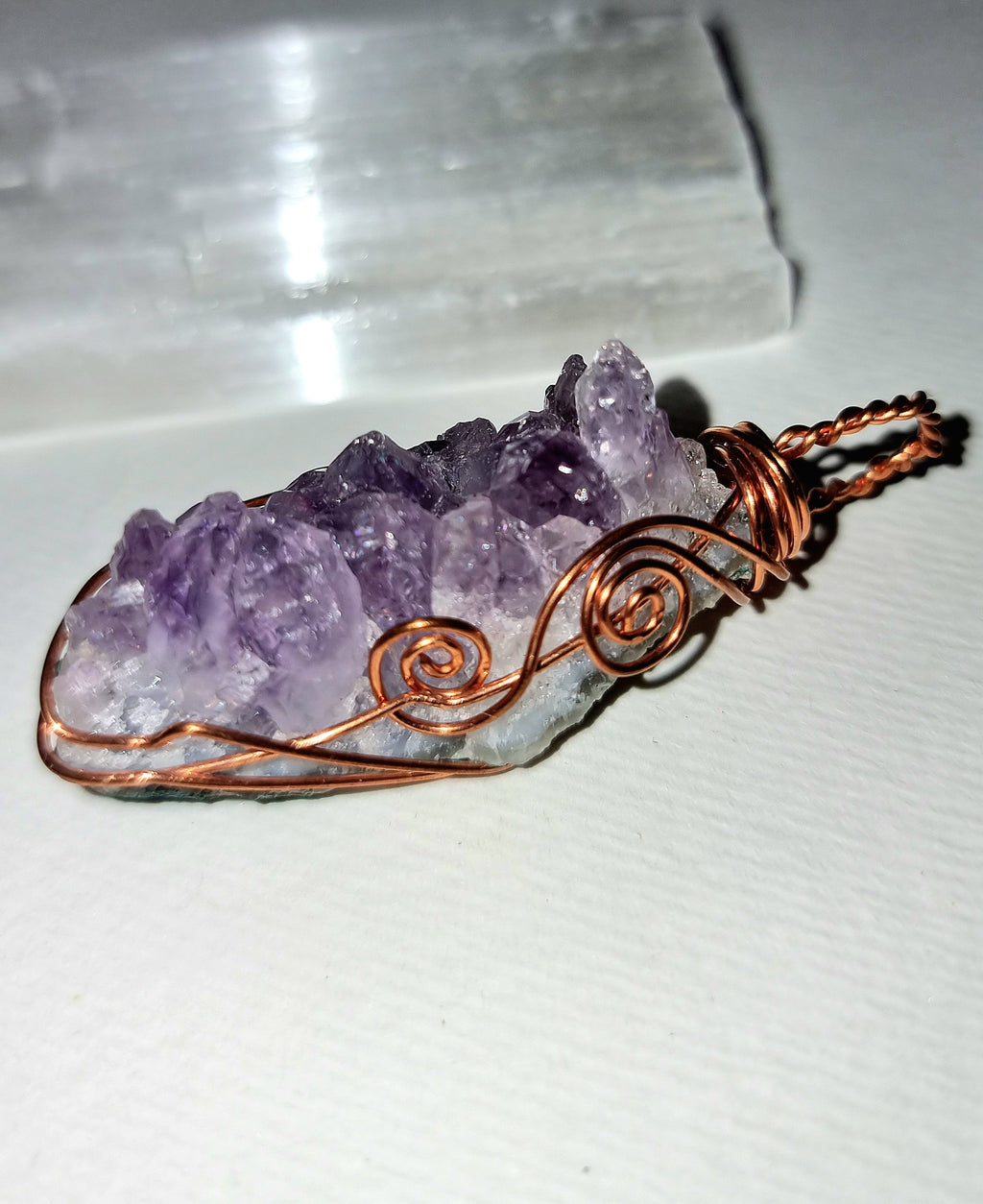 Amethyst Cluster Necklace, Wire Wrapped Amethyst Pendant