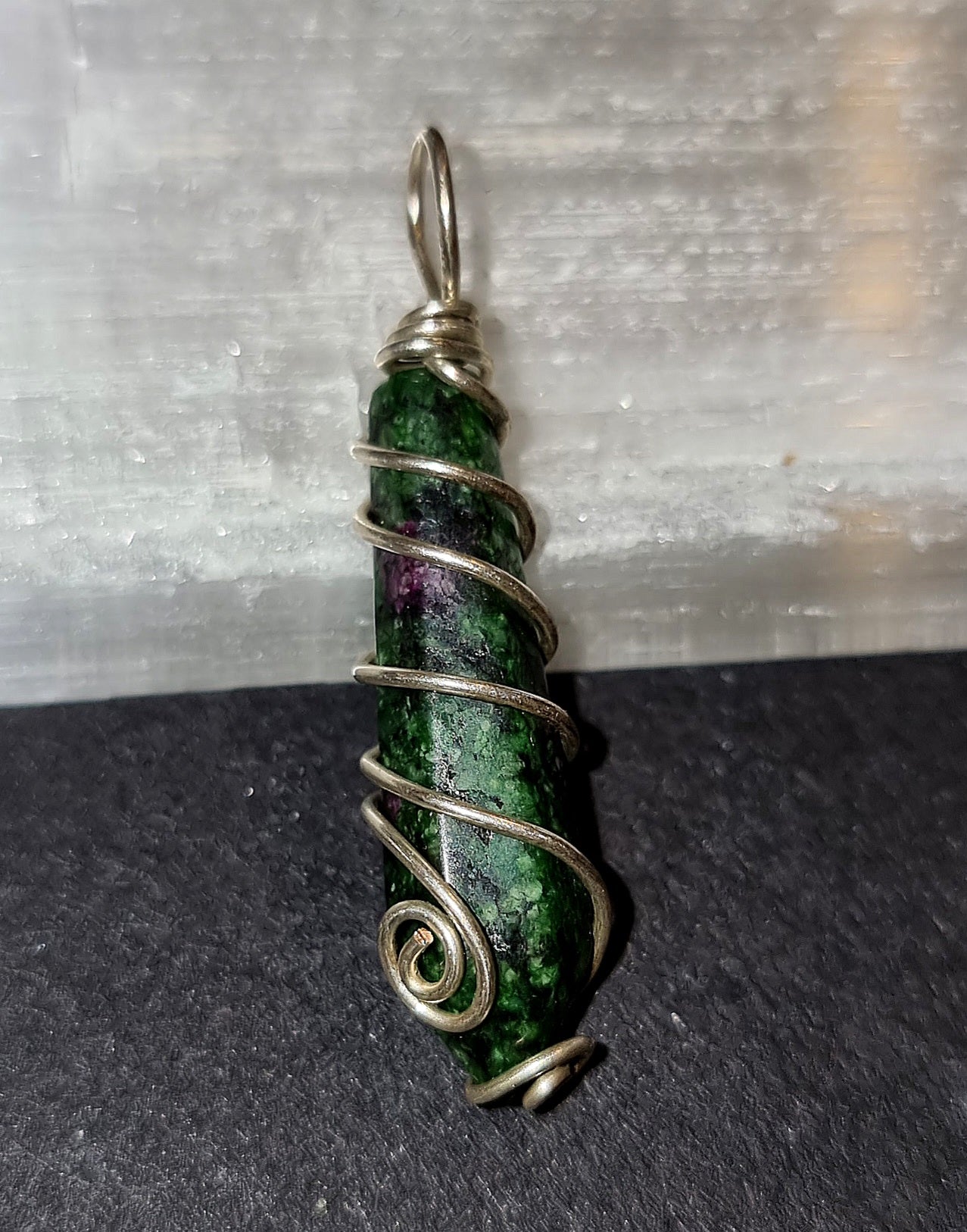 Ruby in Zoisite Wire Wrapped Pendant - Emotional Healing Crystal Jewellery