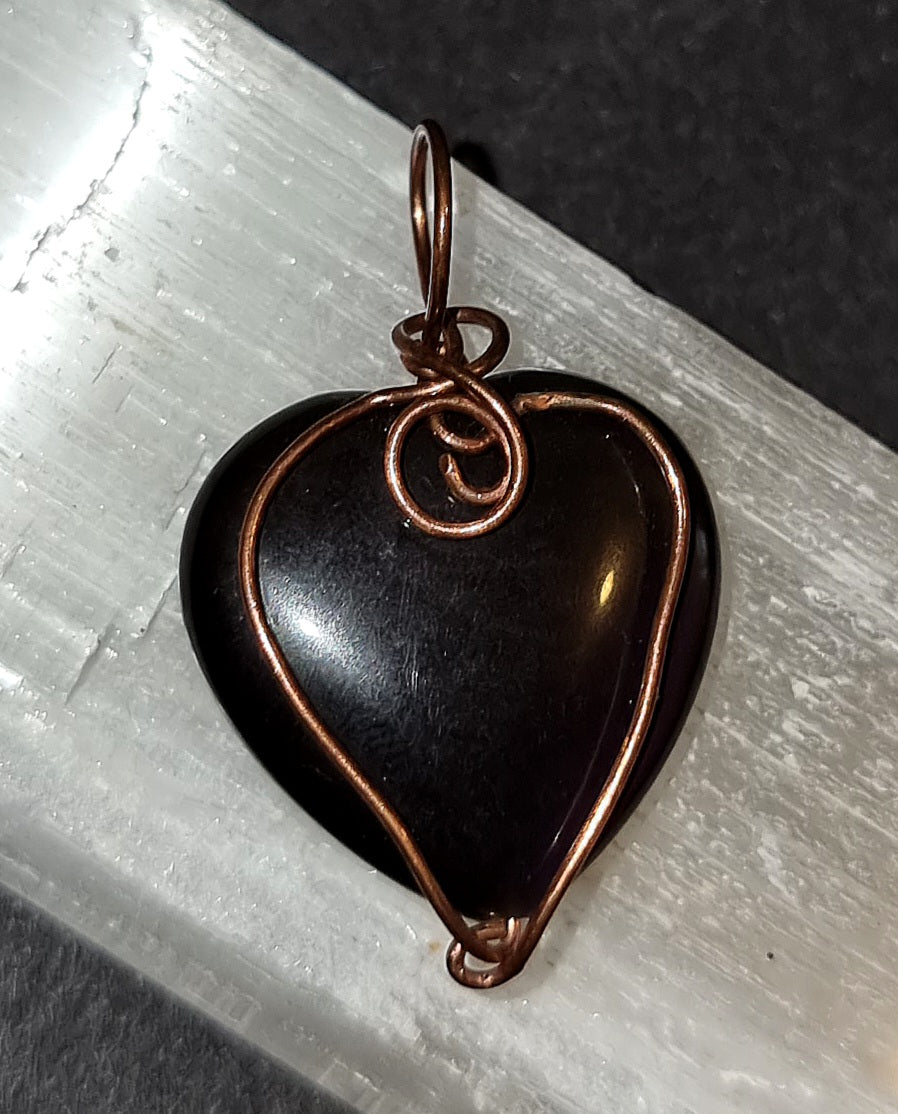 Purple Rainbow Obsidian Heart Pendant - Love & Protection Crystal Jewellery