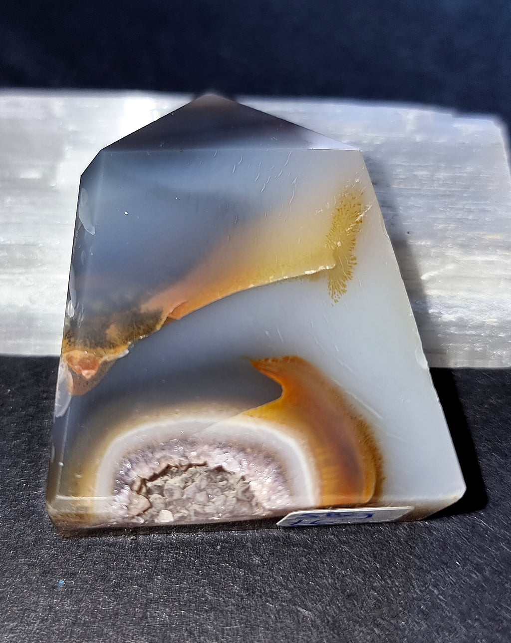 Natural Druzy Agate Point Crystal - Grounding & Emotional Balance Stone 60g