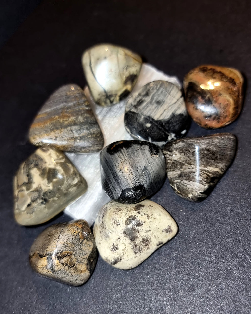 Silver Leaf Jasper Tumble Stone Grounding Crystal for Emotional Balance & Protection