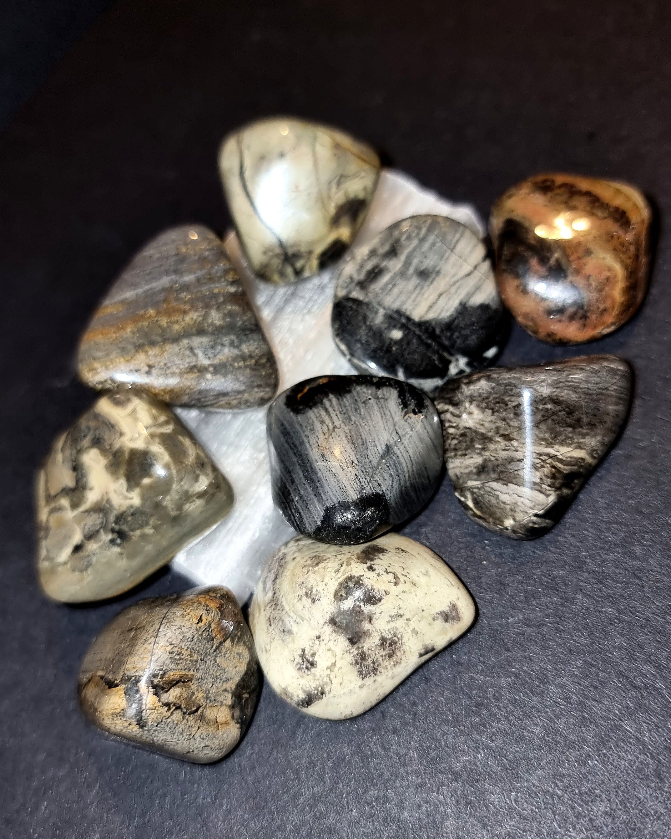 Silver Leaf Jasper Tumble Stone Grounding Crystal for Emotional Balance & Protection