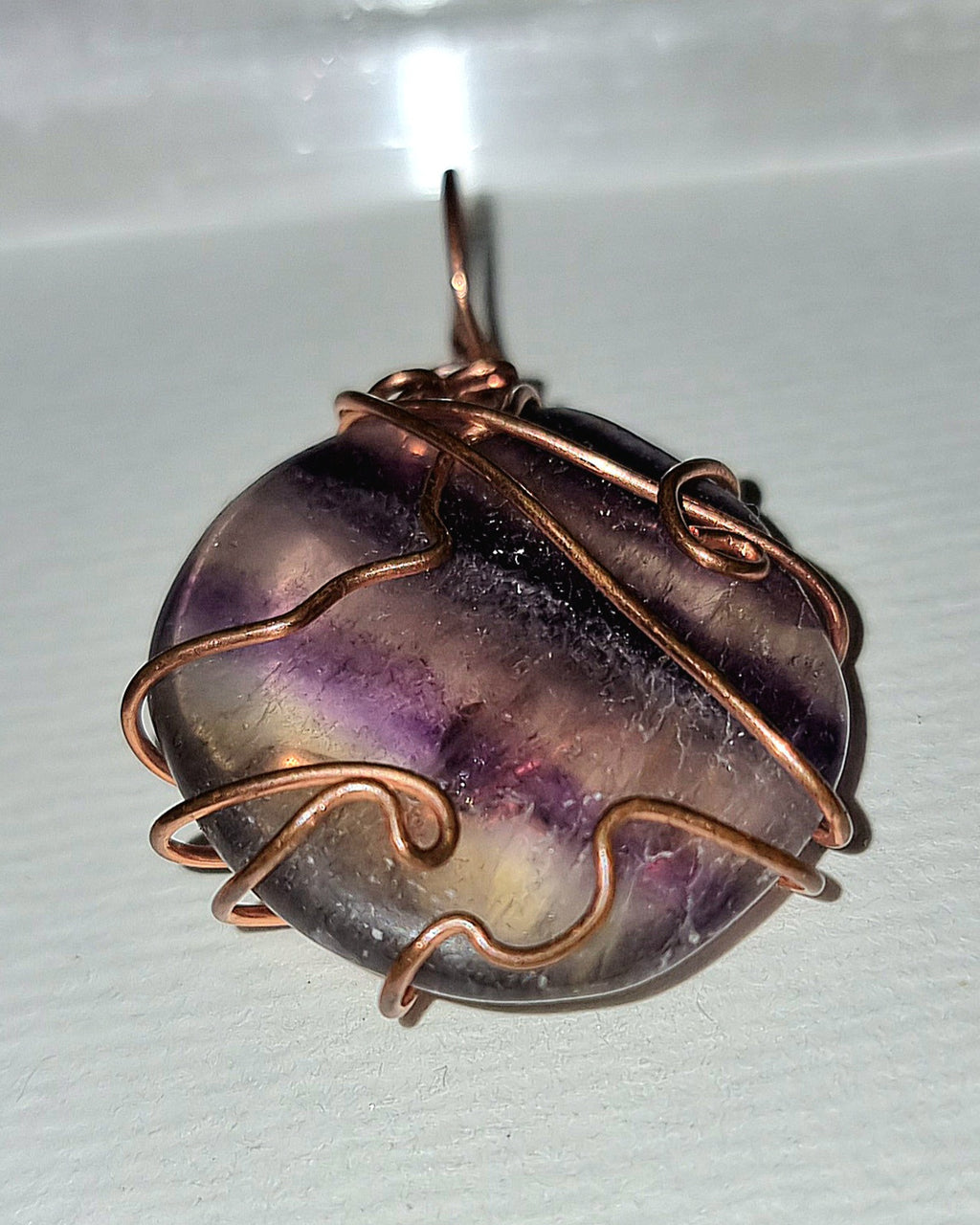 Rainbow Fluorite Wire Wrapped Crystal Pendant