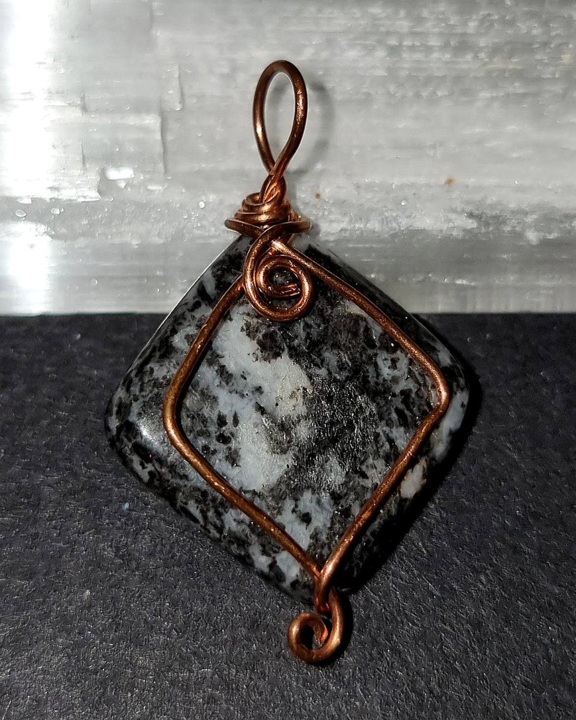 Zebra Jasper Pendant - Wire Wrapped Crystal Necklace for Balance & Grounding