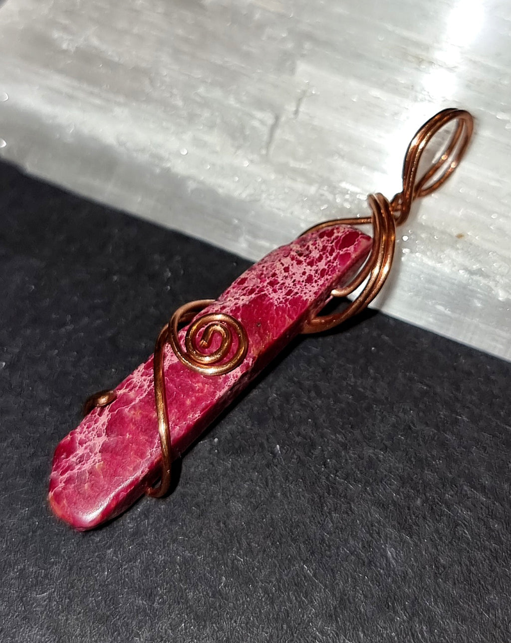 Fuchsia Imperial Jasper Wire Wrapped Pendant - Confidence & Emotional Balance Crystal Jewellery