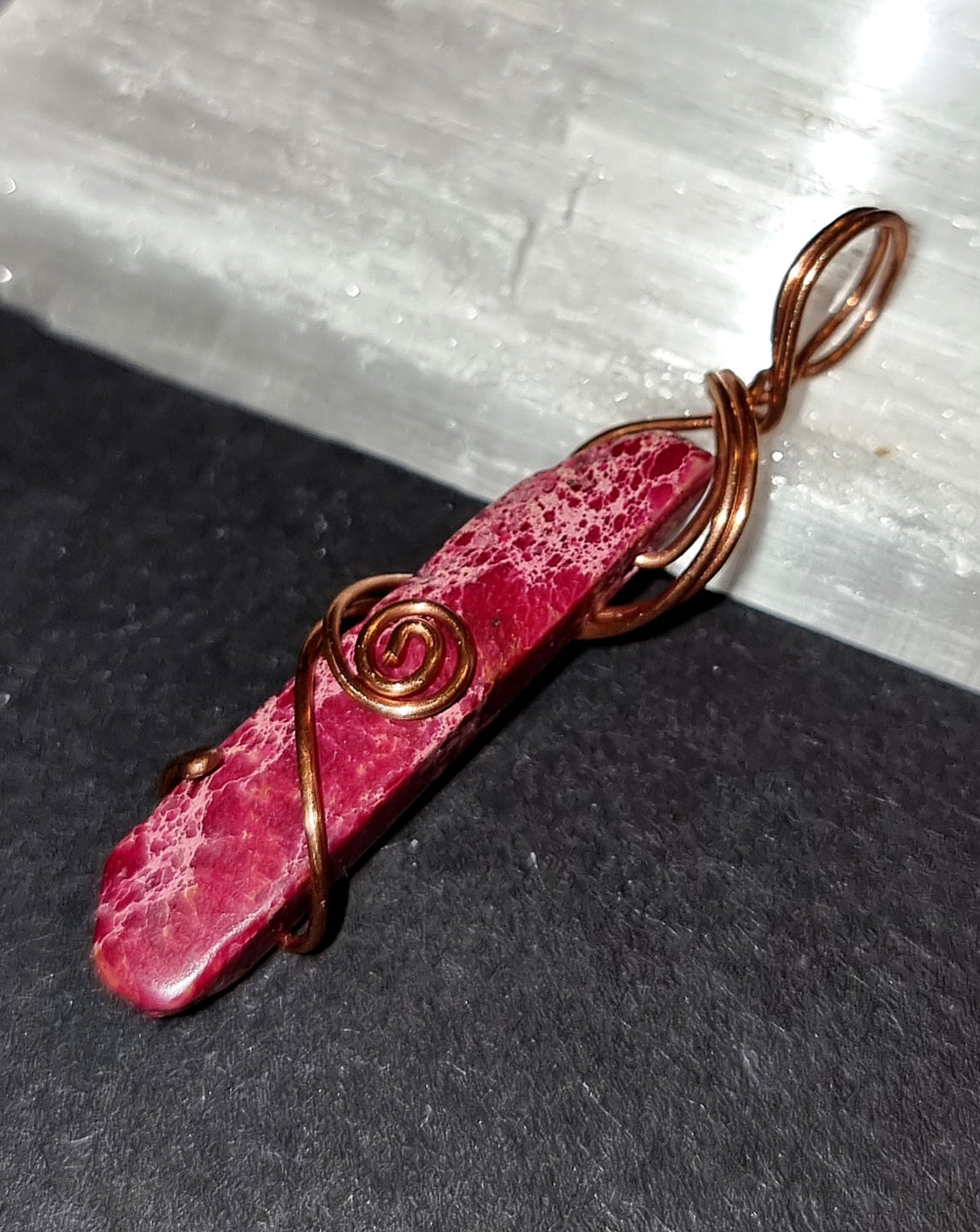 Fuchsia Imperial Jasper Wire Wrapped Pendant - Confidence & Emotional Balance Crystal Jewellery