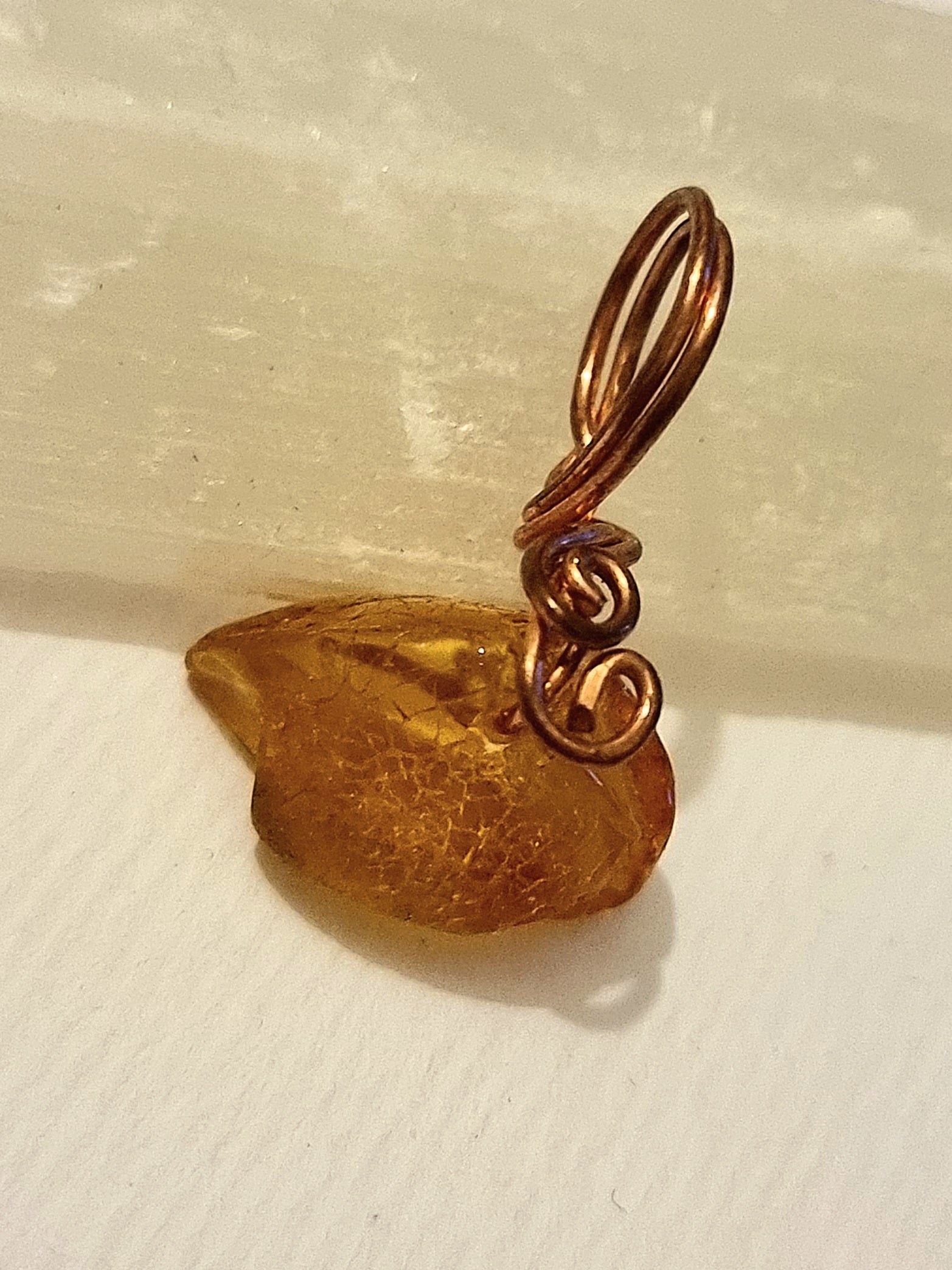 Amber Copper One of a Kind Pendant