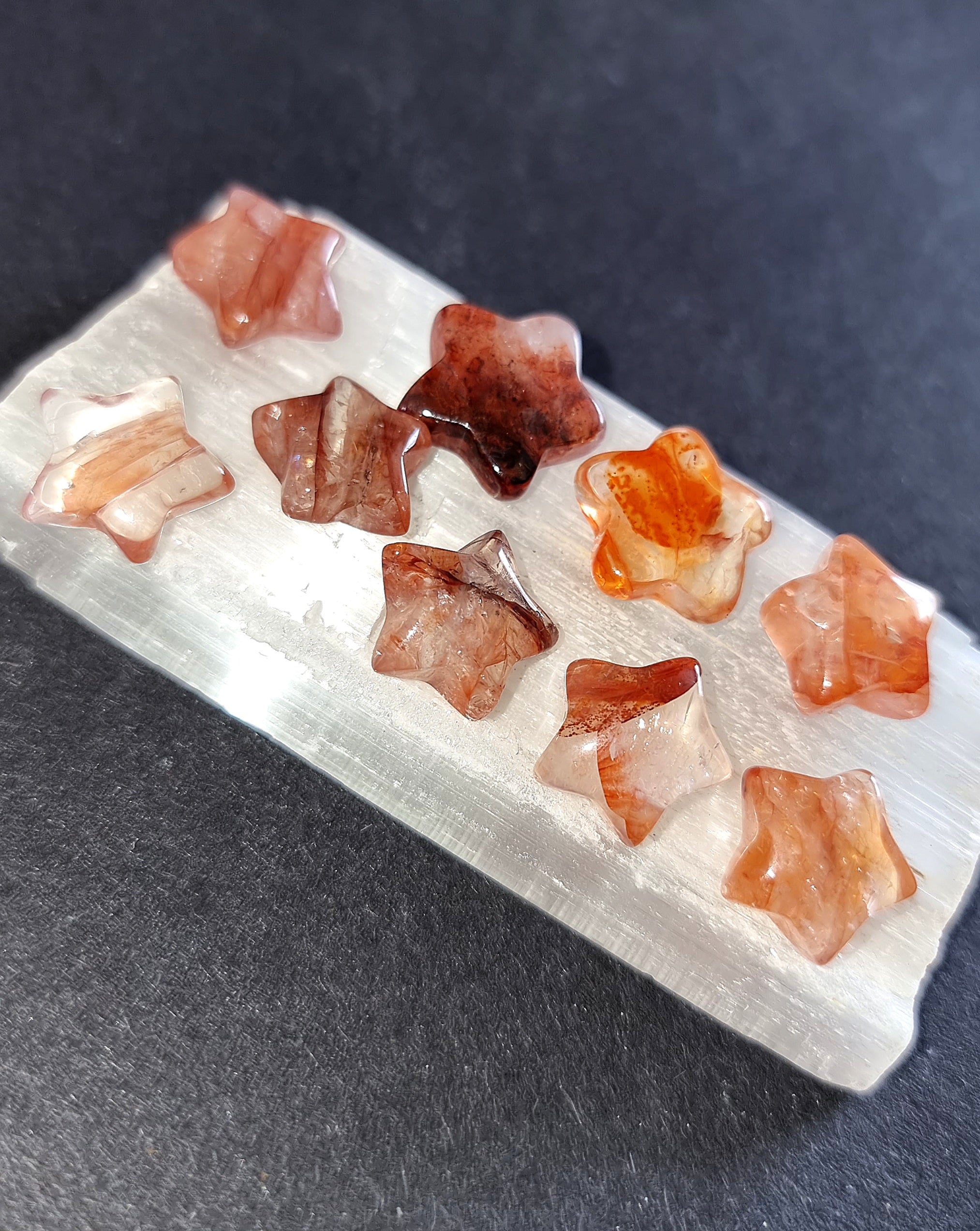 Fire Quartz Mini Star - Carved Crystal for Grounding, Creativity & Emotional Healing