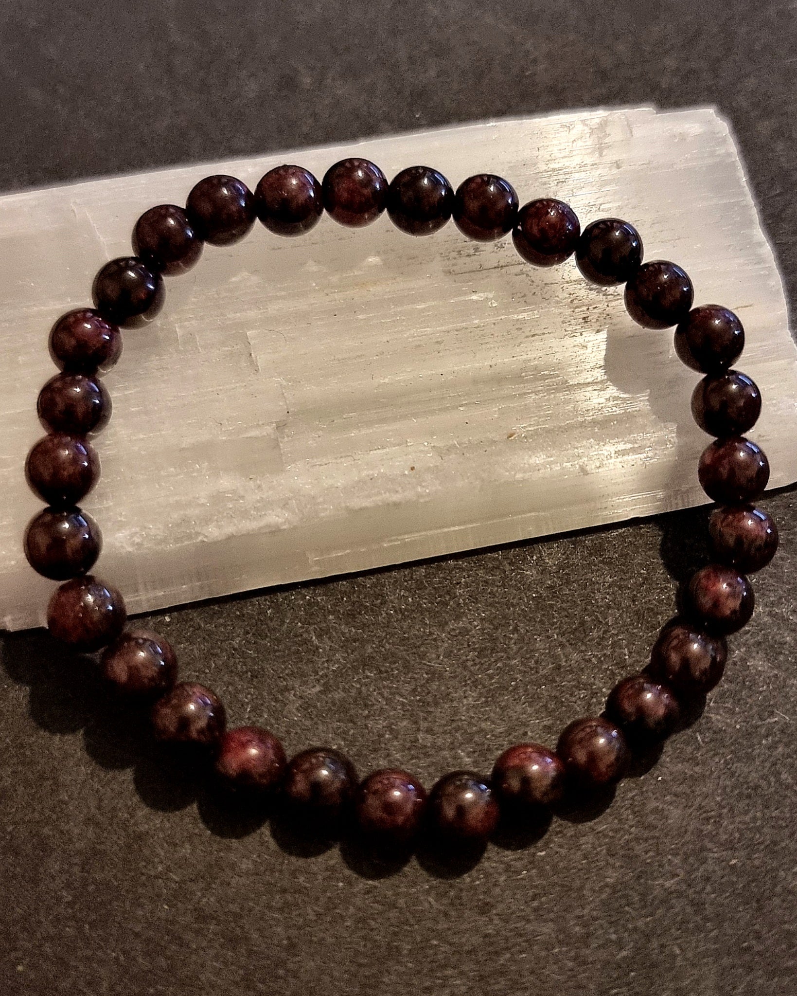 Garnet Bracelet - 6mm Crystal Beads for Strength, Courage & Immune Support