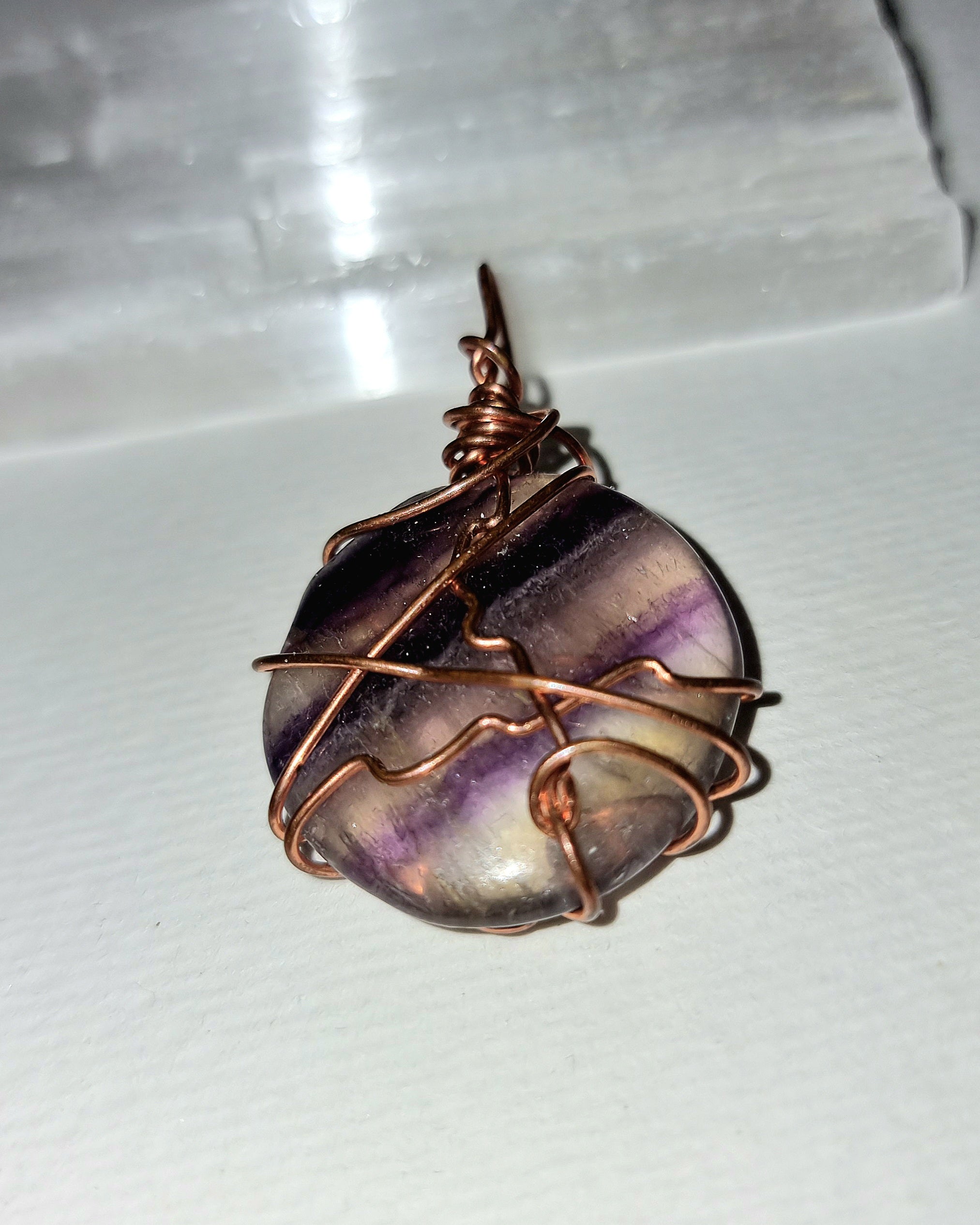 Rainbow Fluorite Wire Wrapped Crystal Pendant