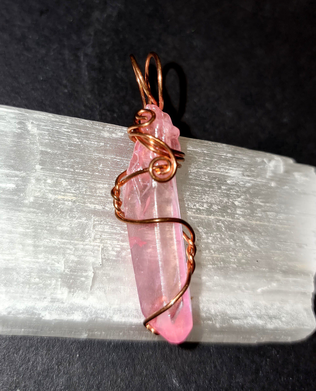 Pink Aura Clear Quartz Point Pendant - Love & Emotional Healing Crystal Jewellery