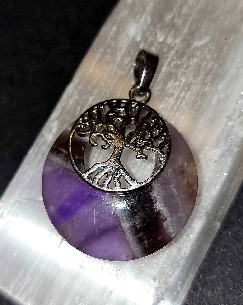 Amethyst Tree of Life Pendant - Wire Wrapped Crystal Necklace for Sleep, Grief & Third Eye Chakra