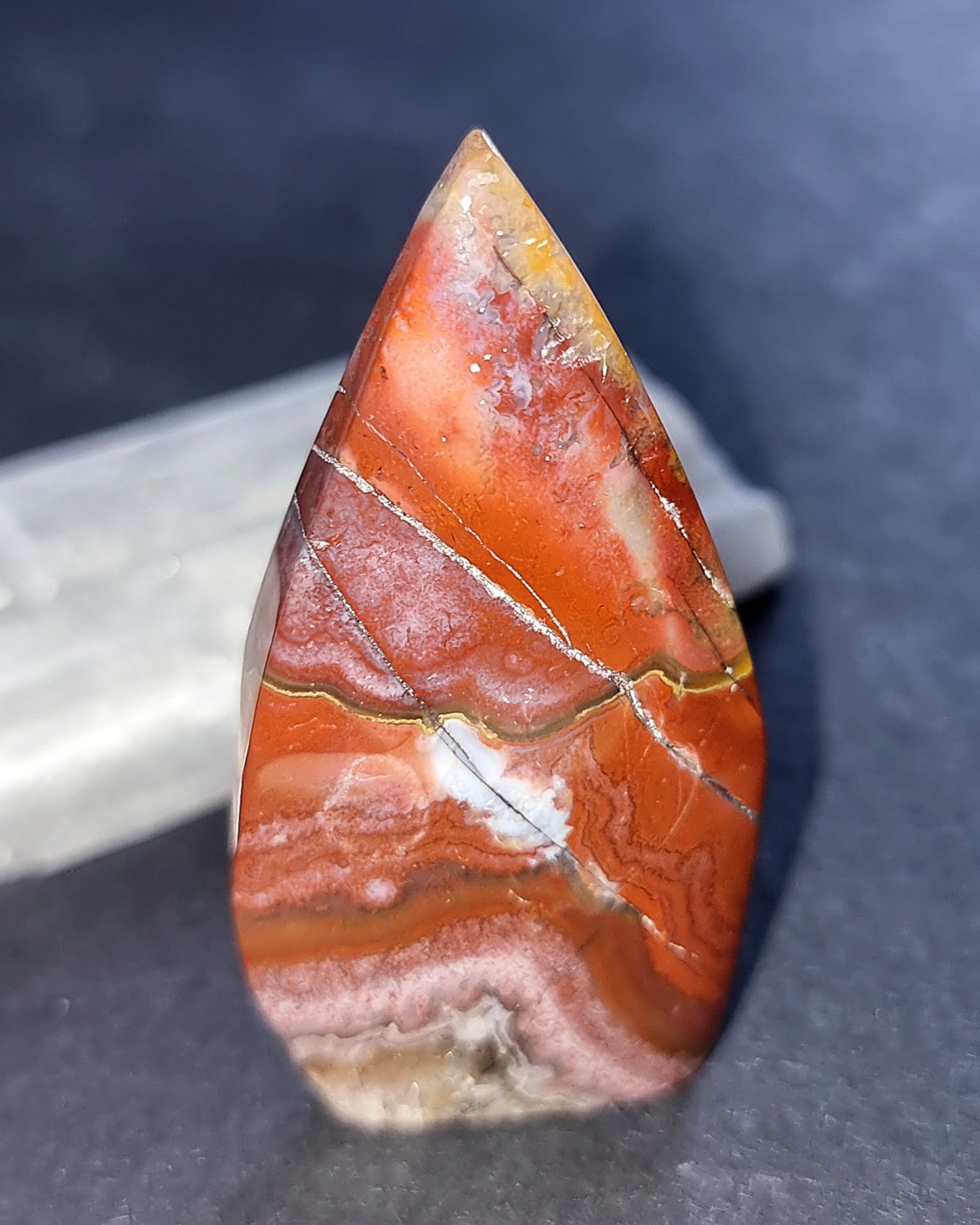 Mexican Lace Agate Crystal Flame - Natural Stone for Courage, Motivation & Personal Power