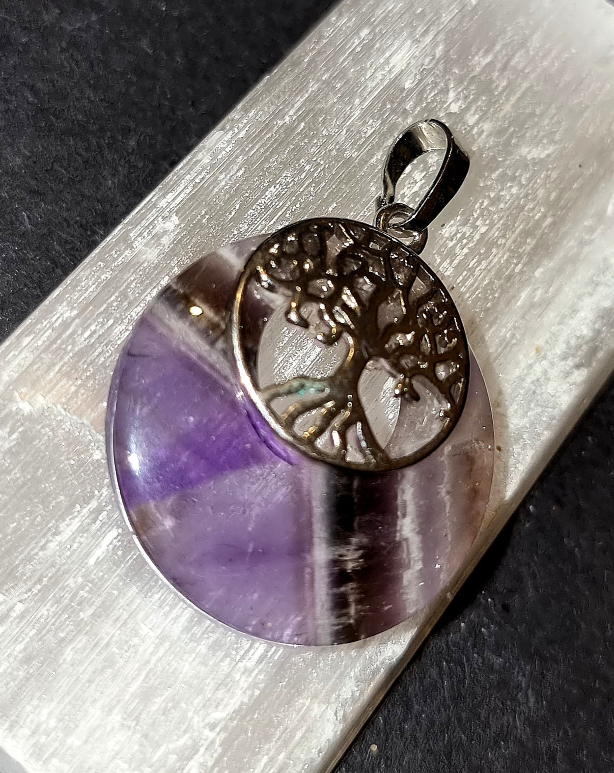 Amethyst Tree of Life Pendant - Wire Wrapped Crystal Necklace for Sleep, Grief & Third Eye Chakra