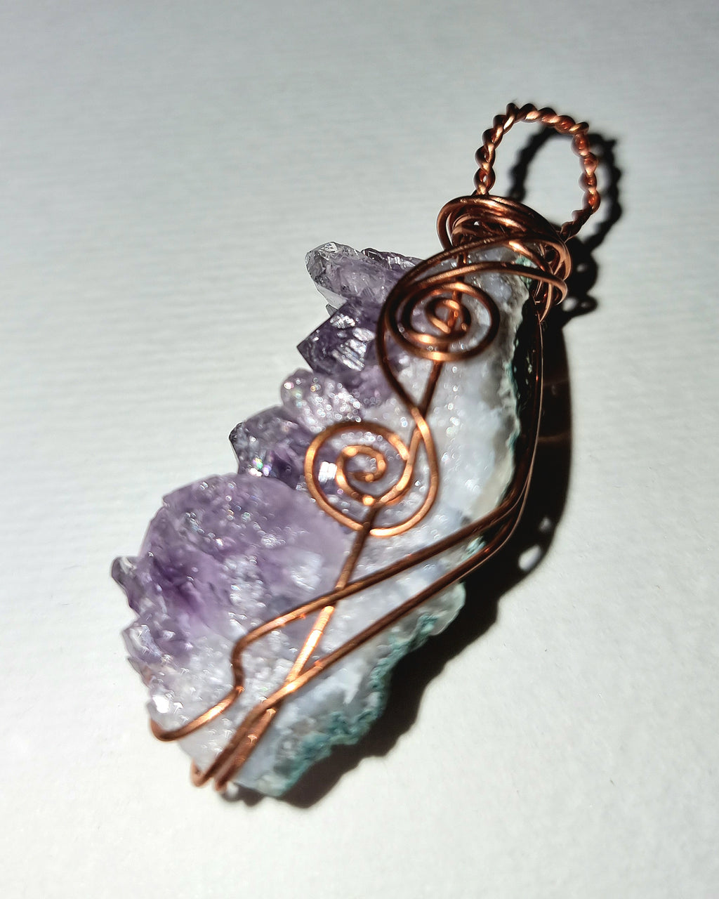 Amethyst Cluster Necklace, Wire Wrapped Amethyst Pendant