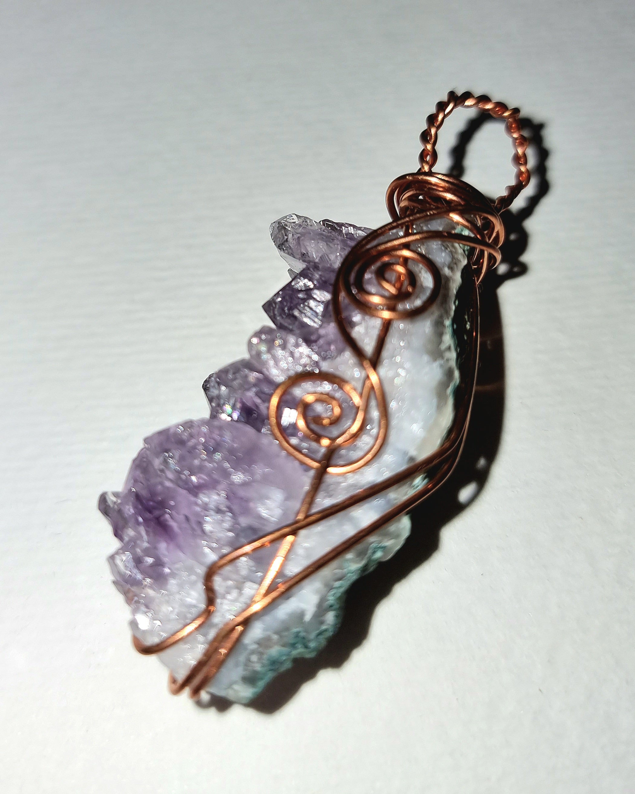 Amethyst Cluster Necklace, Wire Wrapped Amethyst Pendant