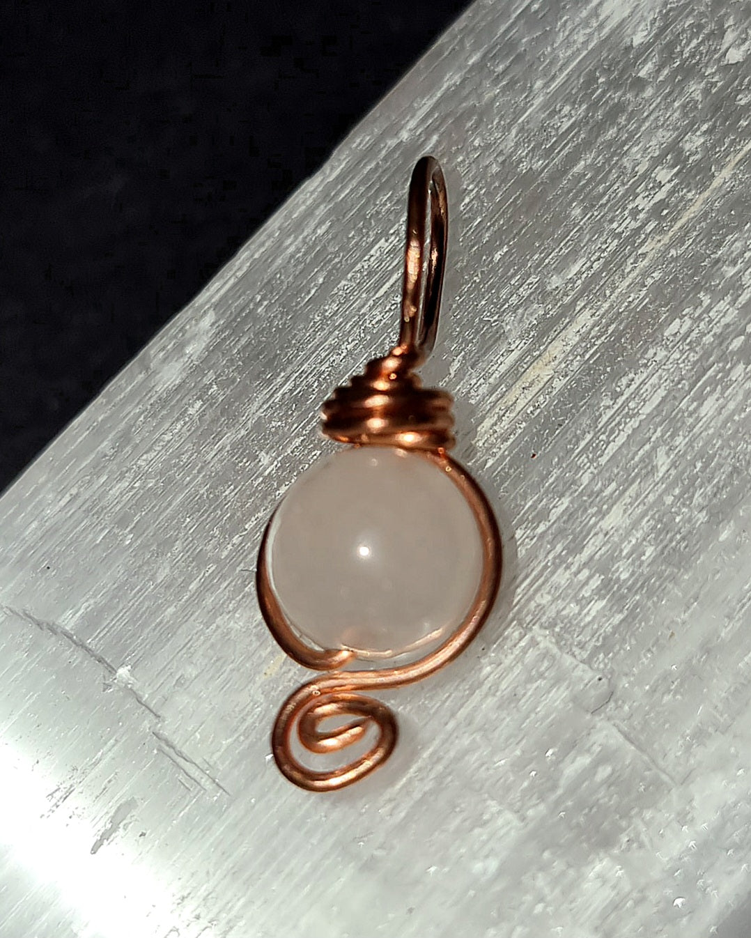 Rose Quartz Pendant - Copper Wire Wrapped Necklace for Love & Heart Healing