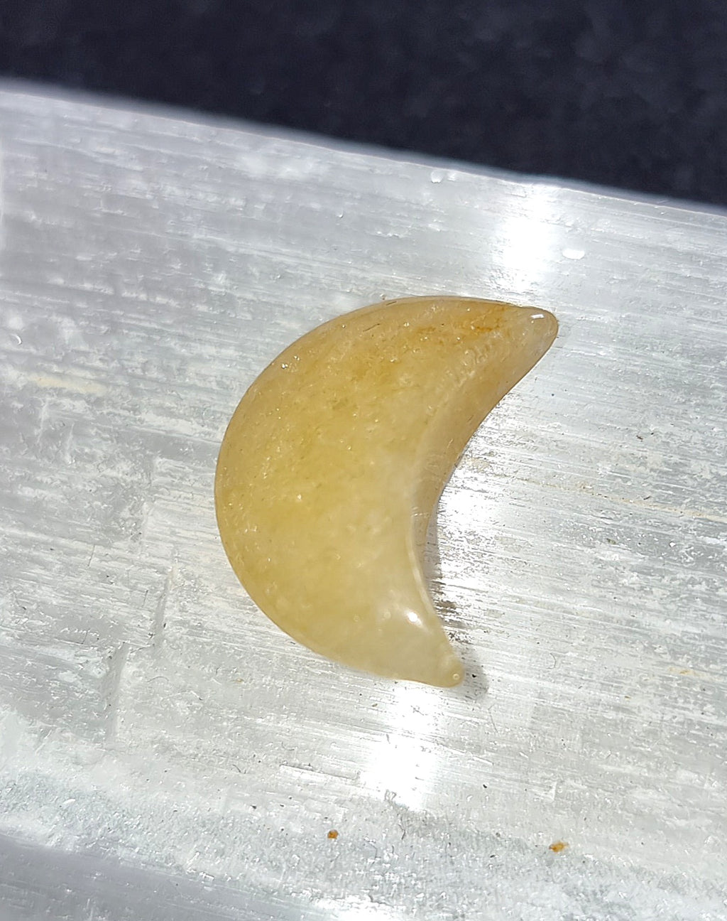 Yellow Aventurine Crystal Mini Moon - Carved Stone for Creativity, Confidence & Motivation