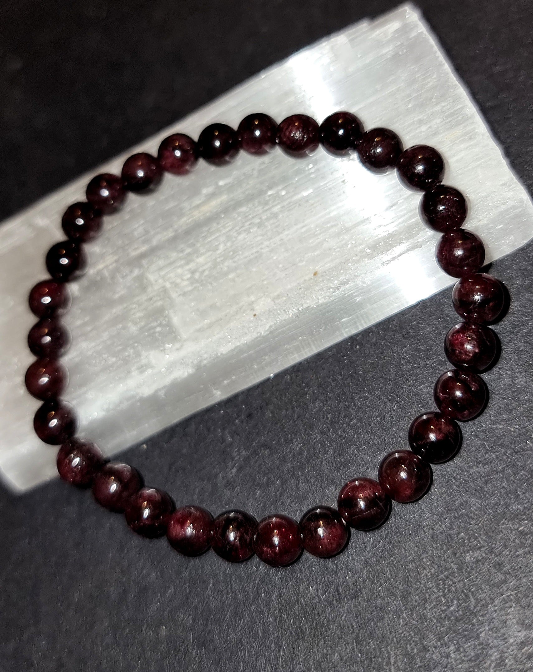 Garnet Bracelet - 6mm Crystal Beads for Strength, Courage & Immune Support