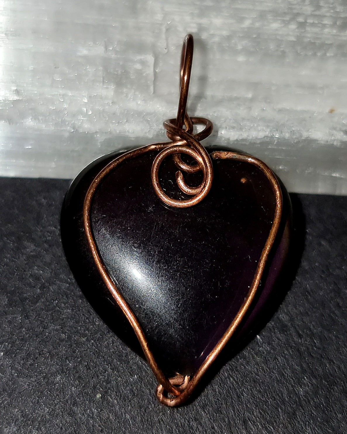 Purple Rainbow Obsidian Heart Pendant - Love & Protection Crystal Jewellery