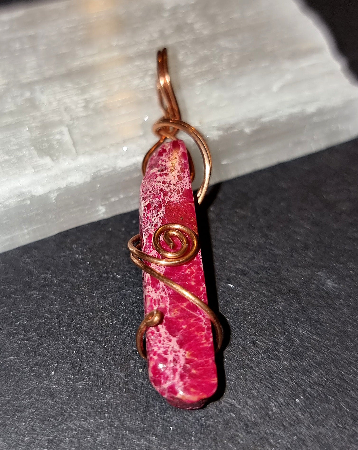 Fuchsia Imperial Jasper Wire Wrapped Pendant - Confidence & Emotional Balance Crystal Jewellery