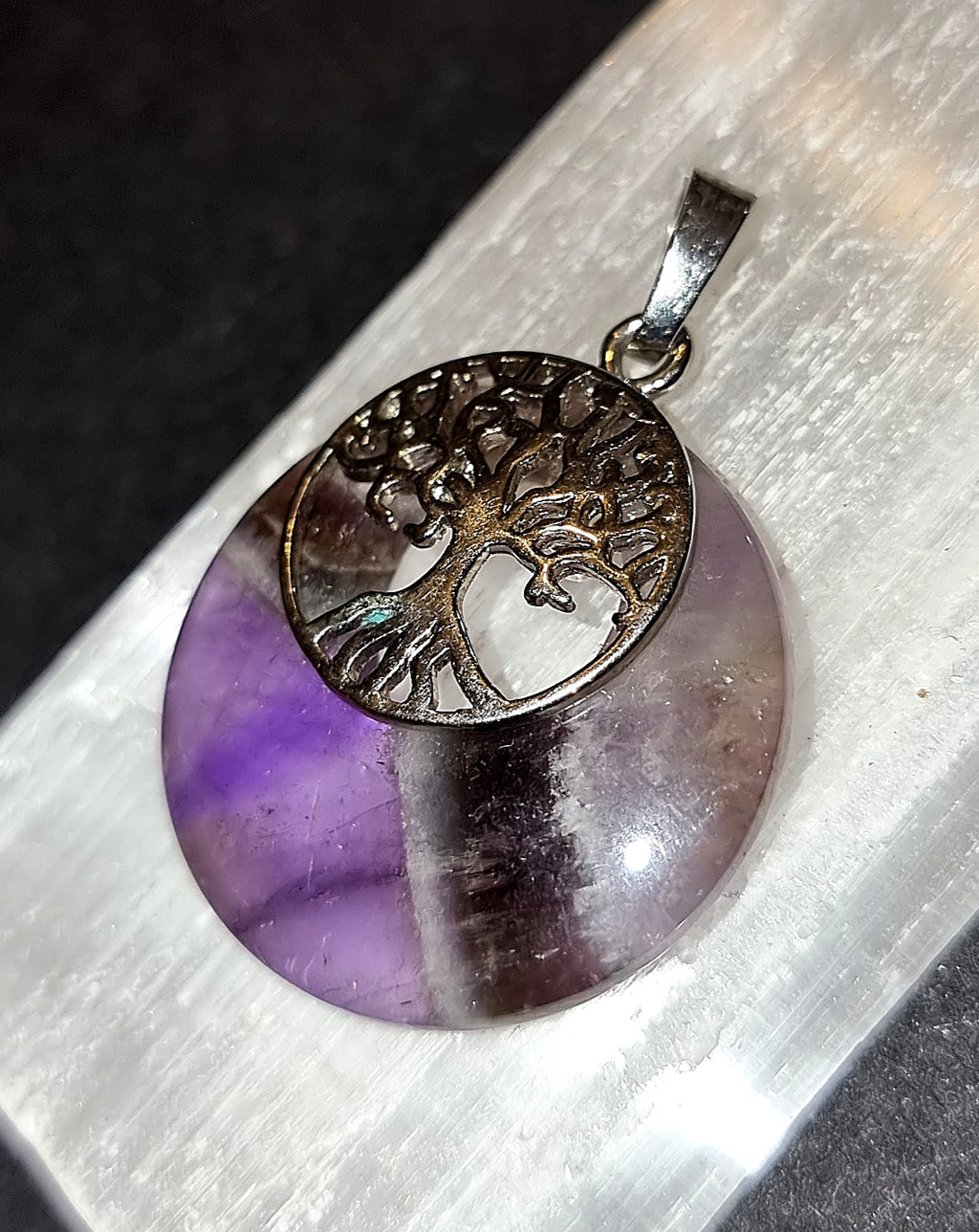 Amethyst Tree of Life Pendant - Wire Wrapped Crystal Necklace for Sleep, Grief & Third Eye Chakra