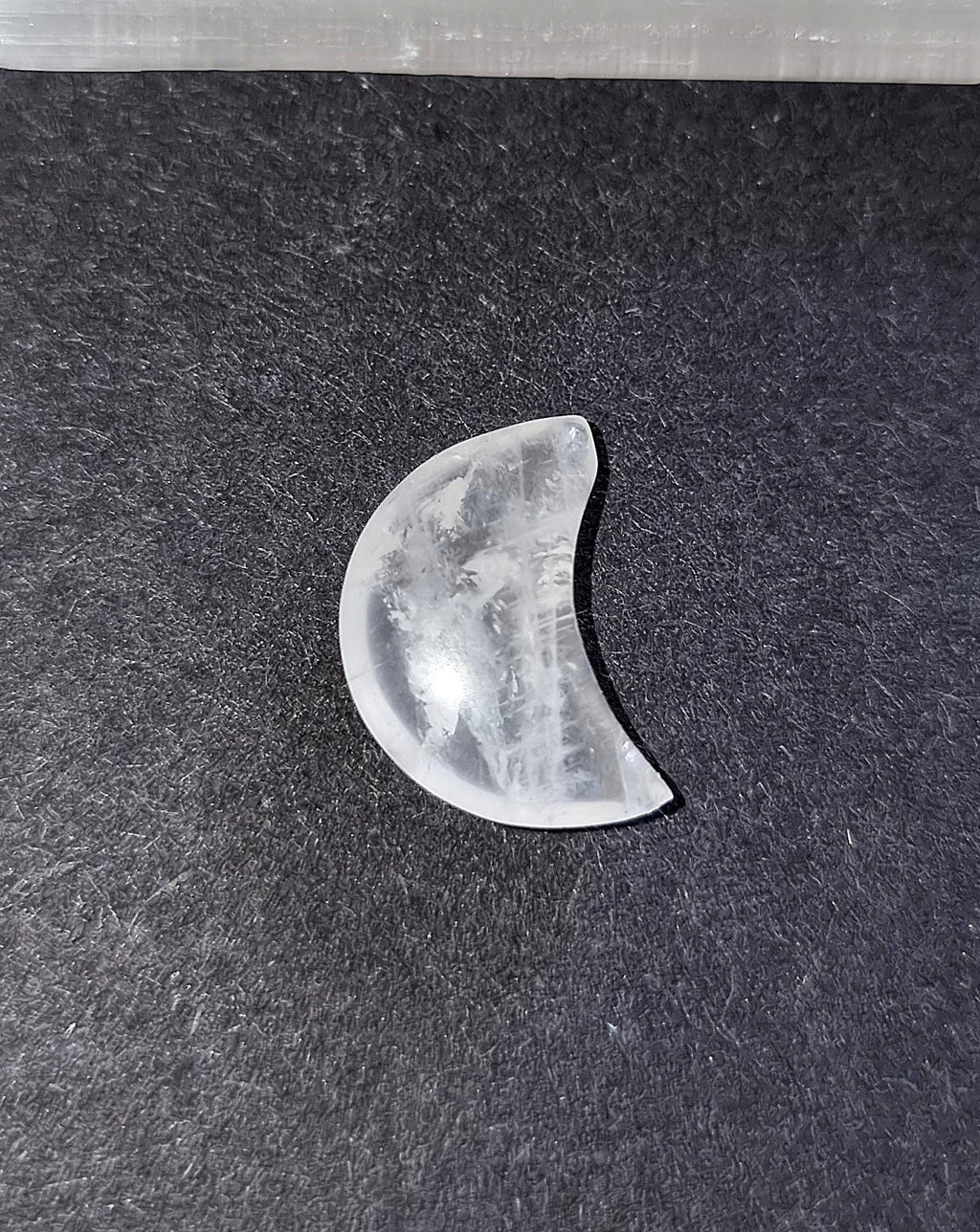Clear Quartz Crystal Mini Moon - Carved Stone for Healing, Clarity & Amplification