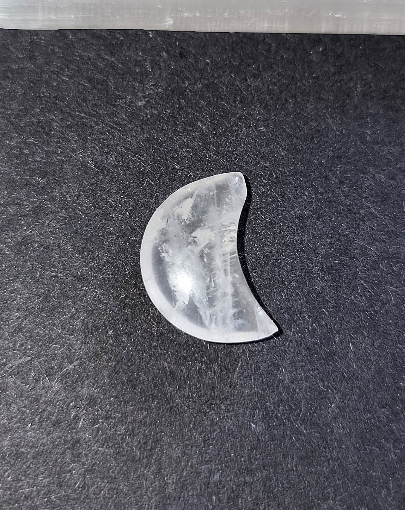 Clear Quartz Crystal Mini Moon - Carved Stone for Healing, Clarity & Amplification