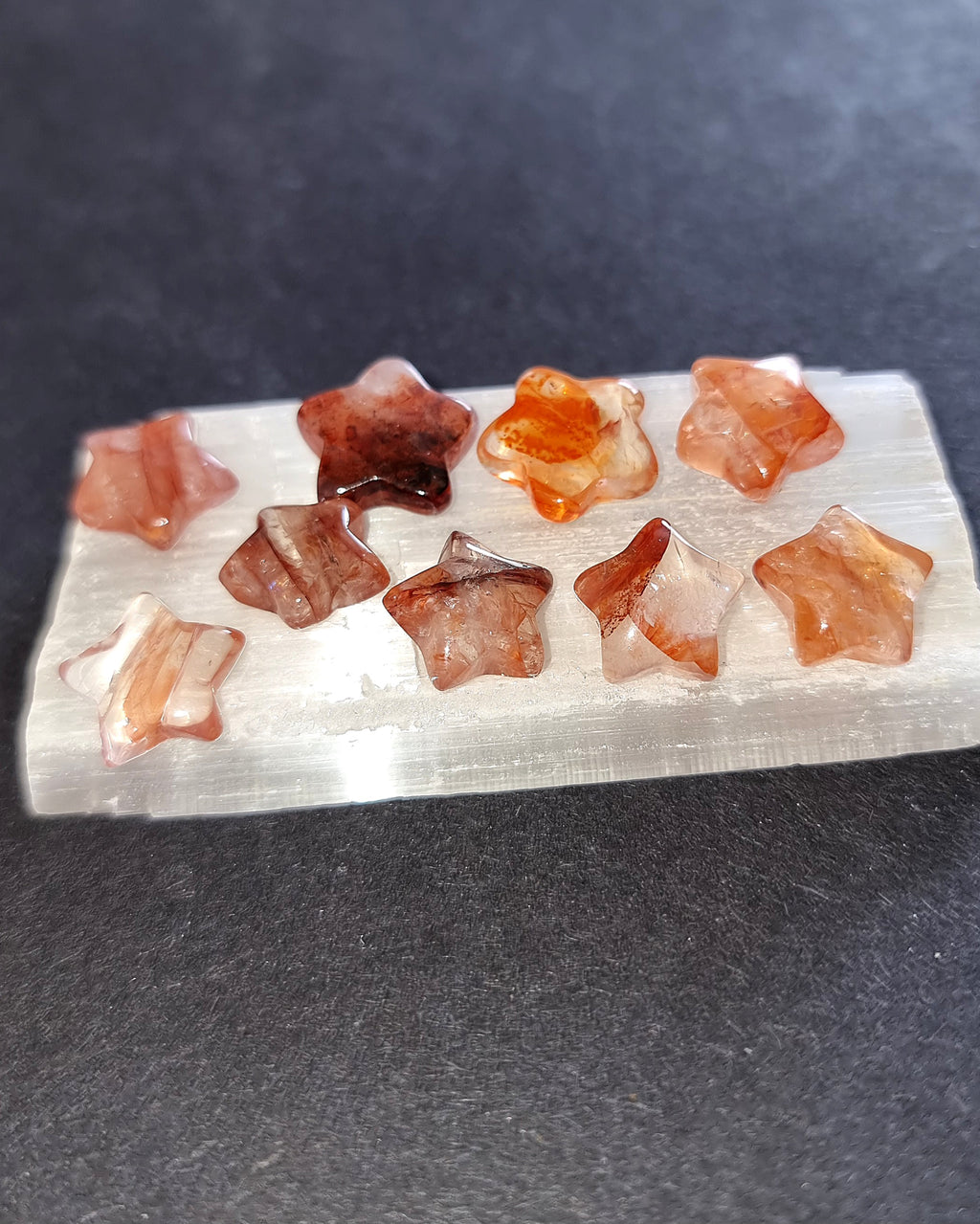 Fire Quartz Mini Star - Carved Crystal for Grounding, Creativity & Emotional Healing