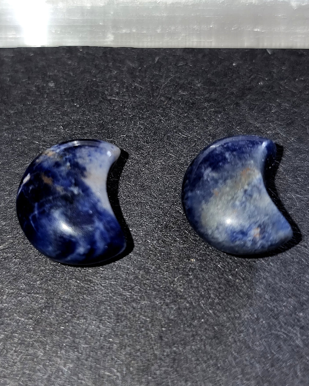 Sodalite Crystal Mini Moon - Carved Stone for Communication, Throat Chakra & Self Expression